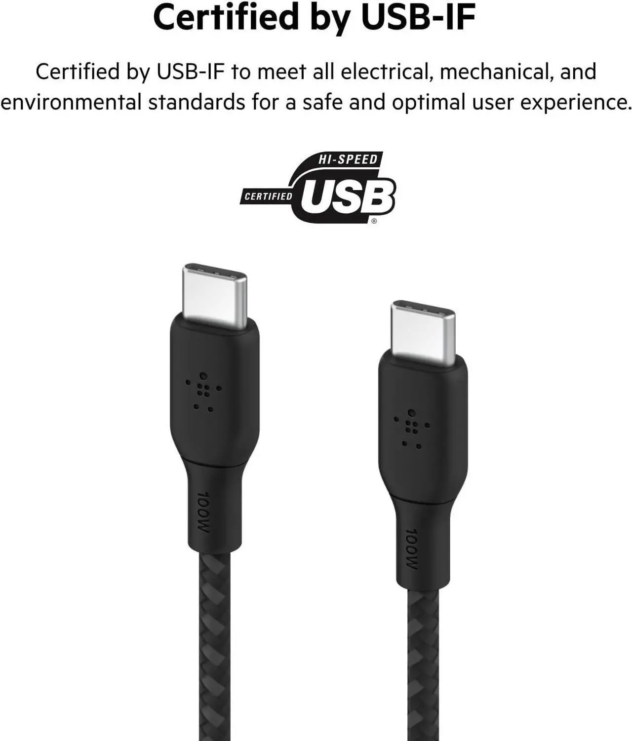 Alt view image 6 of 7 - USB-C to USB-C Cable BoostCharge Braided Power Cable (2M 6.6ft) Fast Charging Cable w/ 100W Power Delivery USB-IF Certified for iPhone 16 MacBook Chromebook  Galaxy & More - Black
