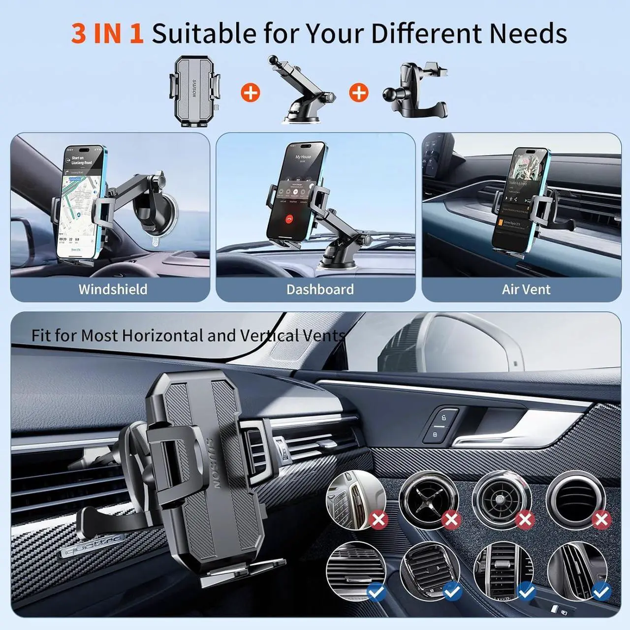 Alt view image 2 of 7 - 2026 Upgraded Vacuum Magnetic Car Phone Holder for Magsafe [78+LBS Strongest Suction & 2400gf Strongest Magnetic] 360 Adjustable Car Phone Mount for Your Car/Gym/Mirror/Shower for iPhone & Android