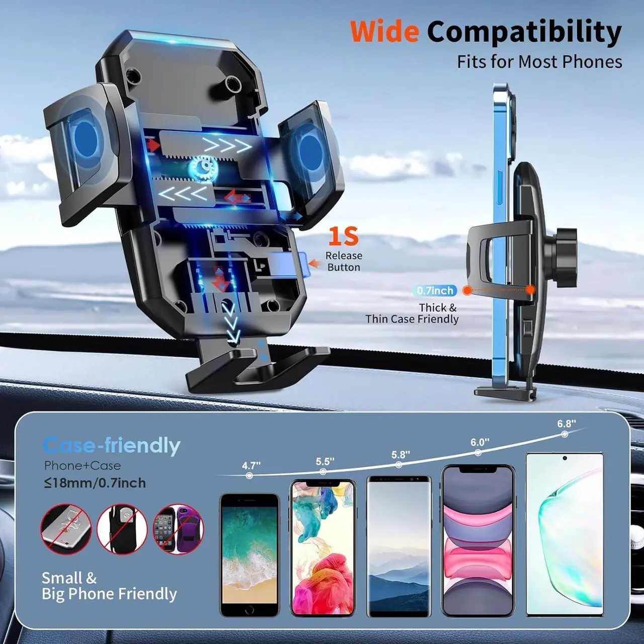 Alt view image 4 of 7 - 2026 Upgraded Vacuum Magnetic Car Phone Holder for Magsafe [78+LBS Strongest Suction & 2400gf Strongest Magnetic] 360 Adjustable Car Phone Mount for Your Car/Gym/Mirror/Shower for iPhone & Android
