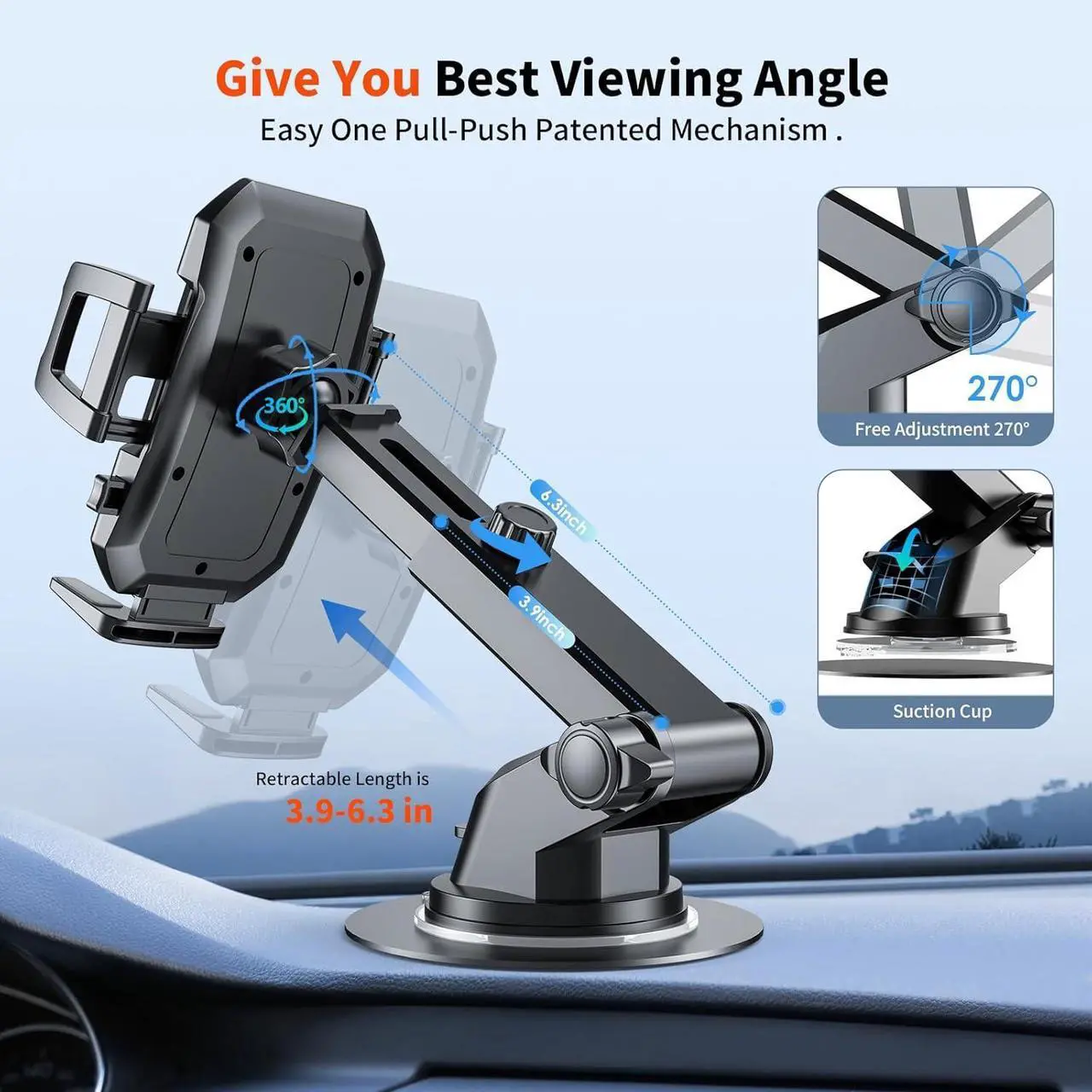 Alt view image 5 of 7 - 2026 Upgraded Vacuum Magnetic Car Phone Holder for Magsafe [78+LBS Strongest Suction & 2400gf Strongest Magnetic] 360 Adjustable Car Phone Mount for Your Car/Gym/Mirror/Shower for iPhone & Android