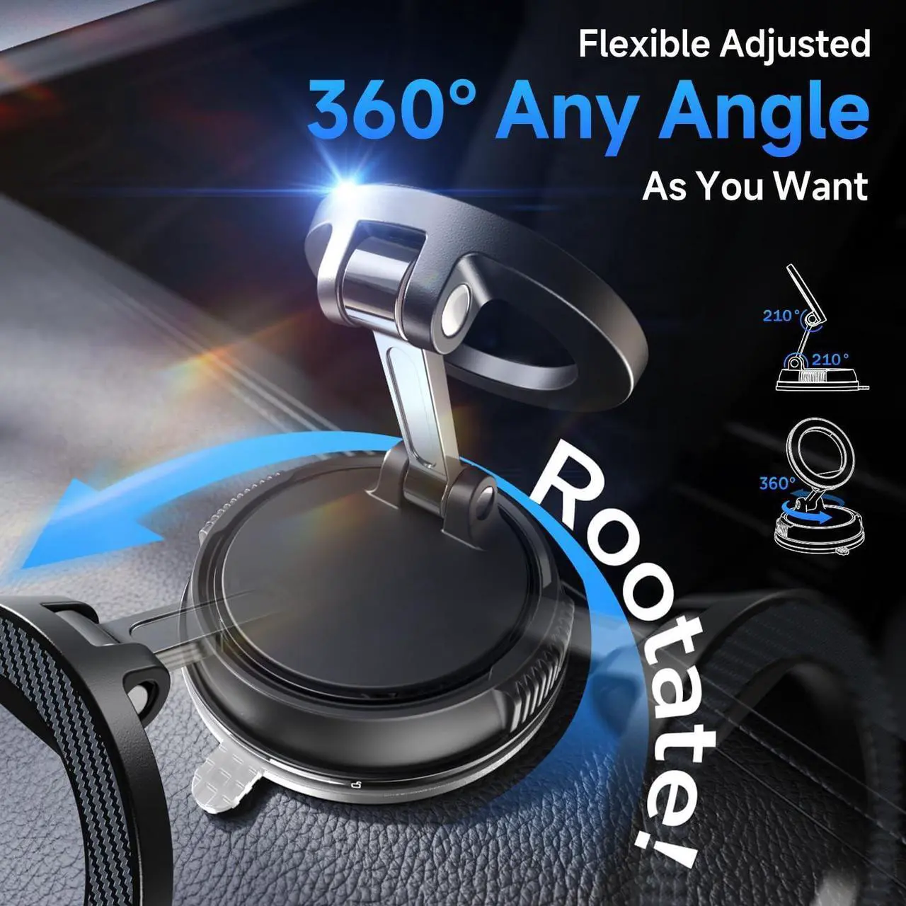 Alt view image 4 of 7 - Car Phone Holder for Magsafe [78+LBS Strongest Suction & 2400gf Strongest Magnetic] 360° Adjustable Car Phone Mount Phone Holders for Your Car for iPhone 16 Pro Max 15 14 13 12 Plus (Carbon Fiber)