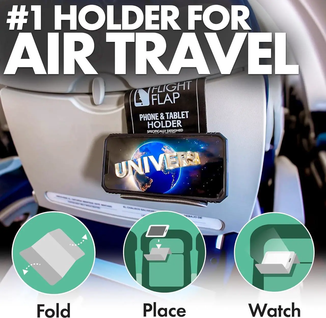 Alt view image 2 of 7 - Airplane Phone Holder Flexible Tablet and Cell Phone Holder Folding Cellphone Stand for Desk Bed Office Treadmill - Airplane Accessories Long Flight Travel - Plane Essentials (Black)
