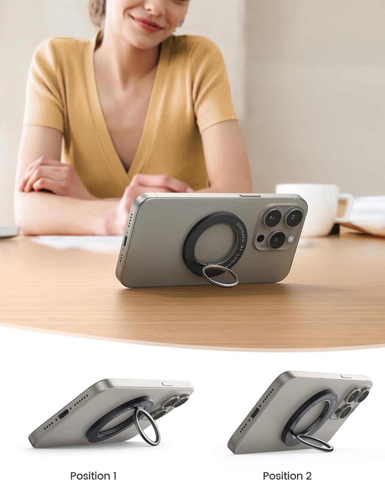 Alt view image 5 of 7 - Magnetic Phone Ring Holder for MagSafe [Flexible 360 Rotation] Magnet Finger Ring Grip Stand Holder Fit for iPhone 16 15 14 13 12 Pro Pro Max Plus Mag Safe Accessories Misty Black