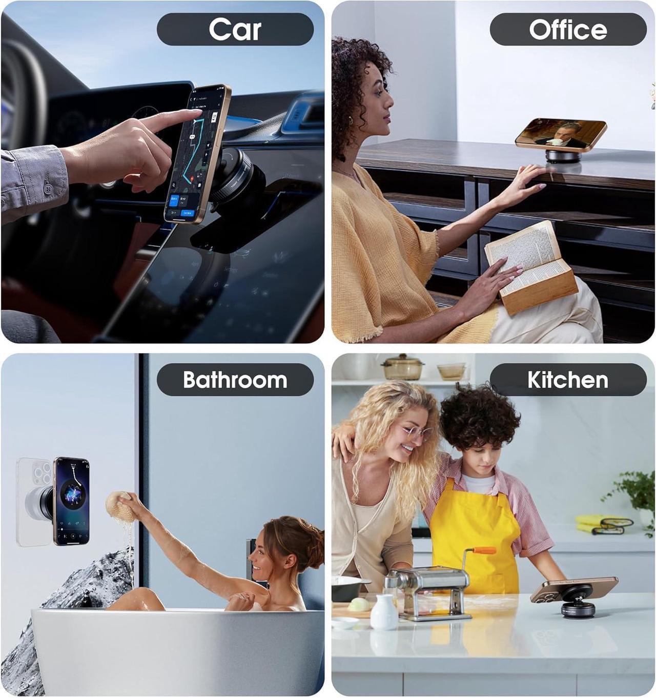 Alt view image 5 of 7 - Latest Magnetic Car Phone Holder Ultra Vacuum Suction Cup Phone Mount Magnetic Car Mount Cell Phone Holder for Your Car Accessories for iPhone 15 14 13 12 Android (Black)