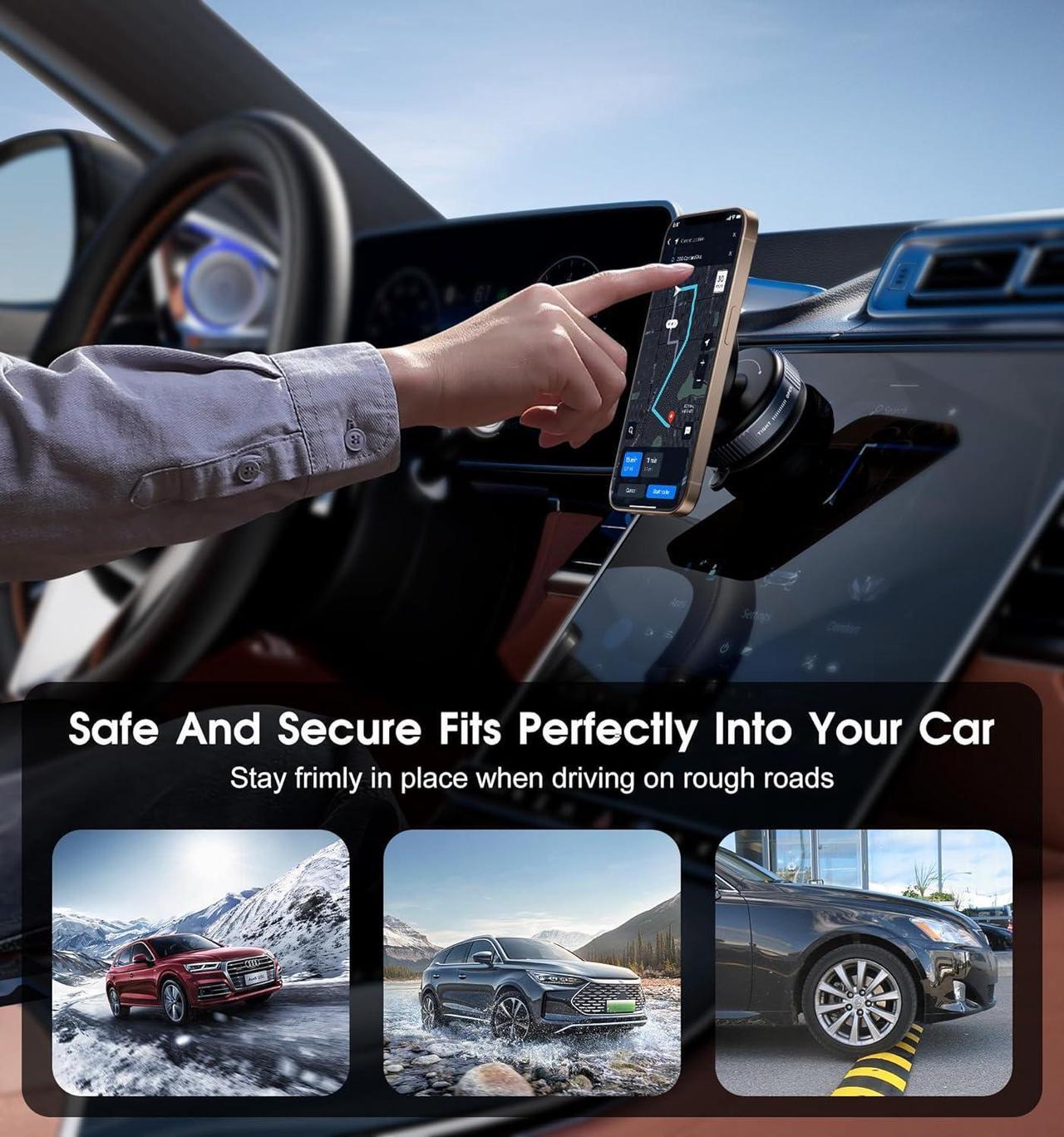 Alt view image 6 of 7 - Latest Magnetic Car Phone Holder Ultra Vacuum Suction Cup Phone Mount Magnetic Car Mount Cell Phone Holder for Your Car Accessories for iPhone 15 14 13 12 Android (Black)