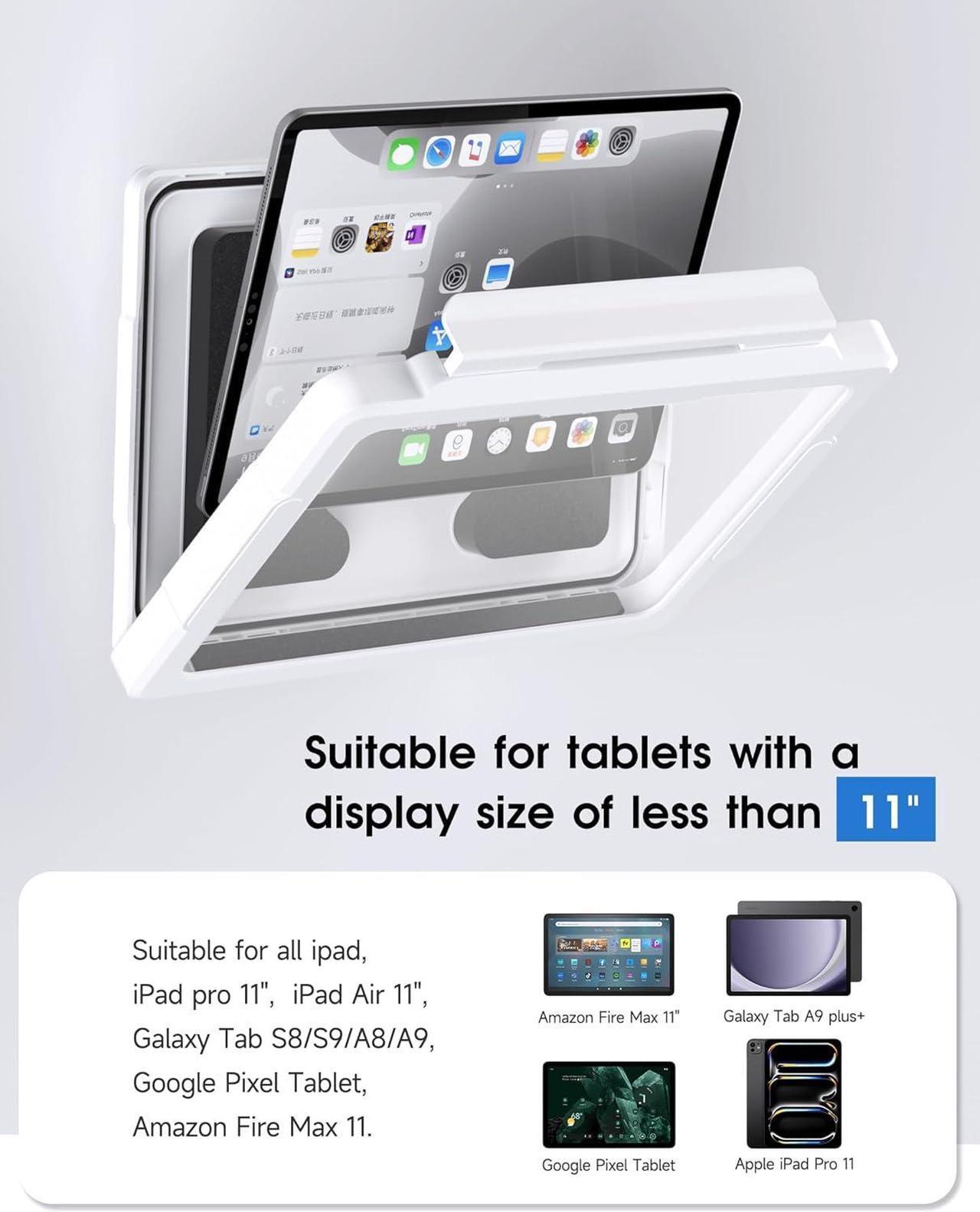 Alt view image 5 of 7 - Shower iPad Holder Waterproof with 480 Rotation Retractable Adjustable Wall Mount Up to 11 Shower Tablet Holder for Bathroom Bathtub 2 Adhesive Fit for iPad iPad Pro 11(White)