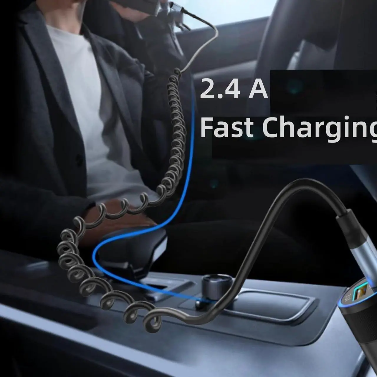 Alt view image 4 of 6 - Coiled Lightning Cable for Car [MFi Certified] 2Pack Retractable iPhone Charger Cord  Car Play USB to Lightning Cable 3FT Coiled iPhone Charger Cord for iPhone14/13/12/11/8/7/Plus/6S iPad/iPod
