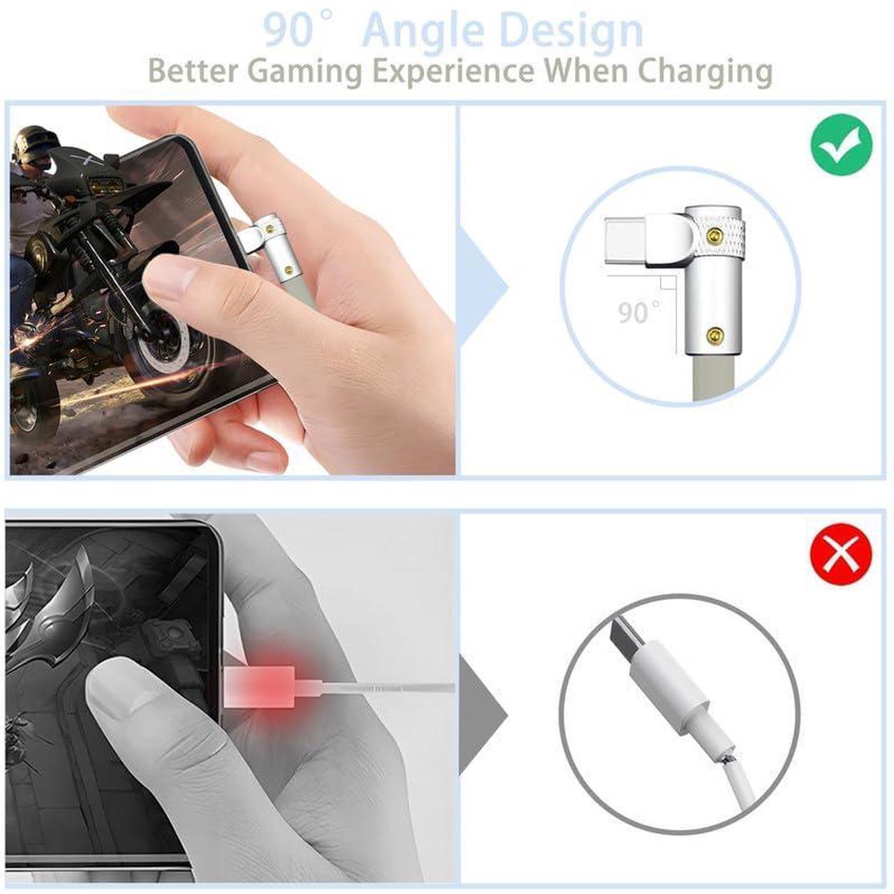 Alt view image 2 of 6 - 90 Degree Design 240W Fast Charge Cable Ultra-Thick Silicone Right Angle USB C Cable Phone Tablets Charging Cord, Black, Type-C to Type-C, 13.1FT