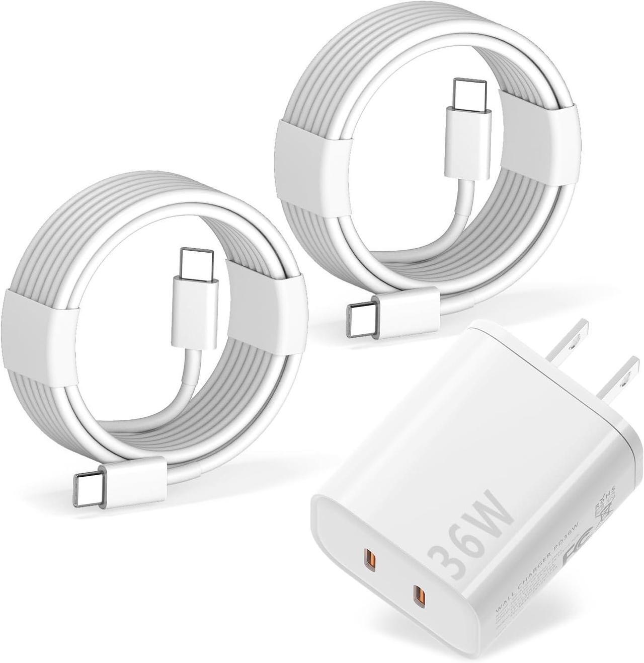 Main image of Charger for iPhone 15 & iPad Pro 13 36W GaN Dual Port USB C Fast Charger Block with 2Pack 6FT USB C to C Cable for iPhone 15/15 Plus/15 Pro/15 Pro Max/iPad Pro 13(M4)12.9/11inch/10th/Mini 6th and More