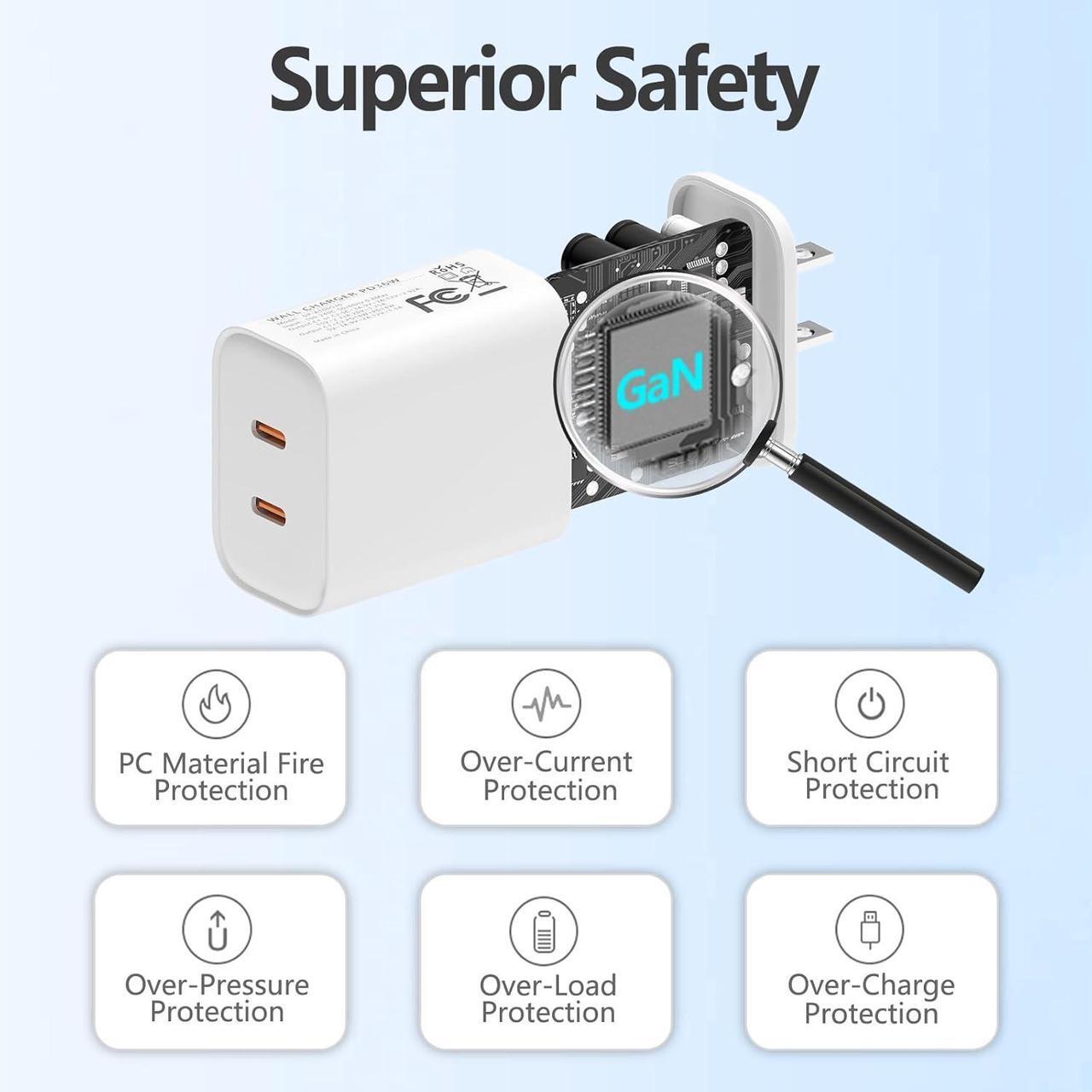 Alt view image 2 of 6 - Charger for iPhone 15 & iPad Pro 13 36W GaN Dual Port USB C Fast Charger Block with 2Pack 6FT USB C to C Cable for iPhone 15/15 Plus/15 Pro/15 Pro Max/iPad Pro 13(M4)12.9/11inch/10th/Mini 6th and More