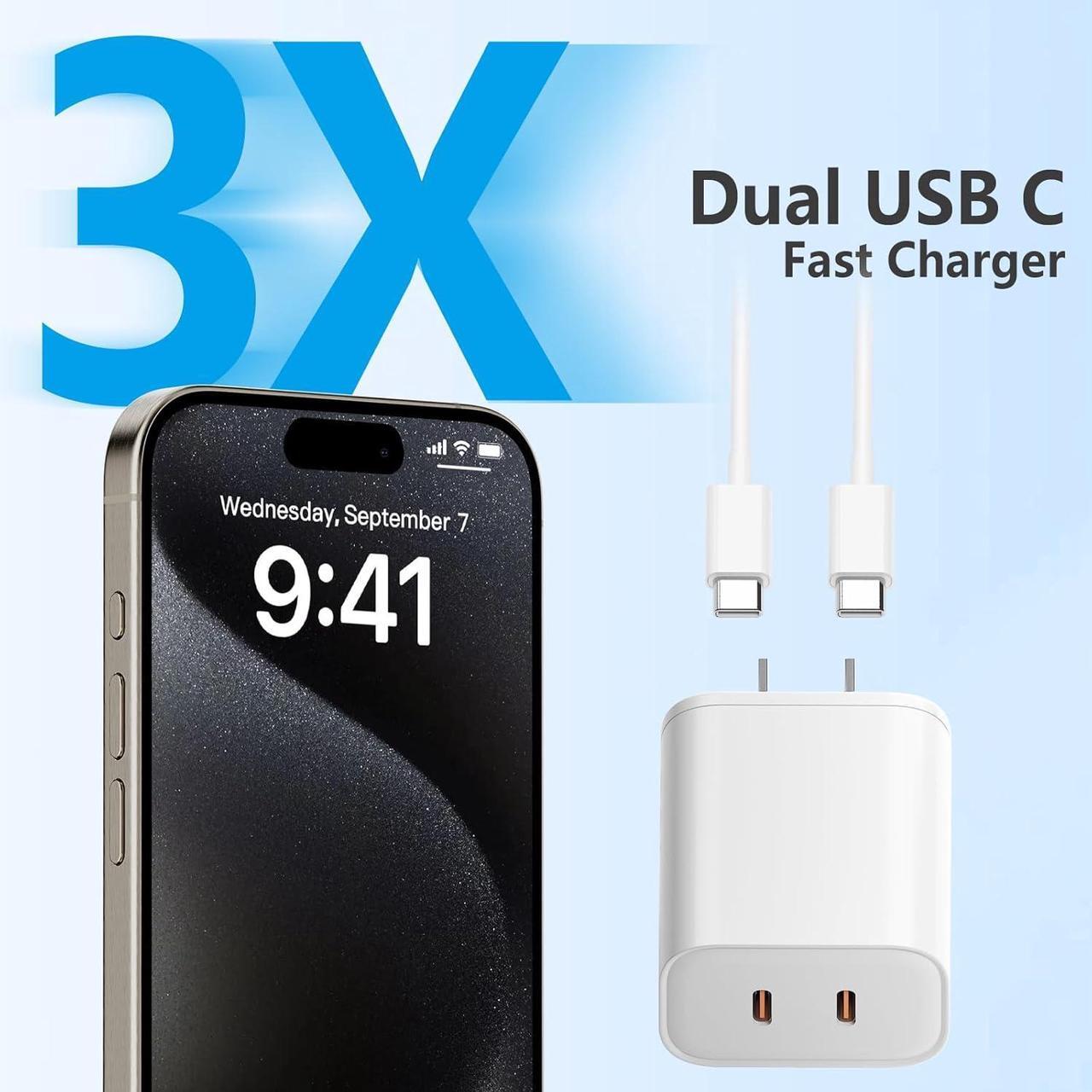 Alt view image 3 of 6 - Charger for iPhone 15 & iPad Pro 13 36W GaN Dual Port USB C Fast Charger Block with 2Pack 6FT USB C to C Cable for iPhone 15/15 Plus/15 Pro/15 Pro Max/iPad Pro 13(M4)12.9/11inch/10th/Mini 6th and More