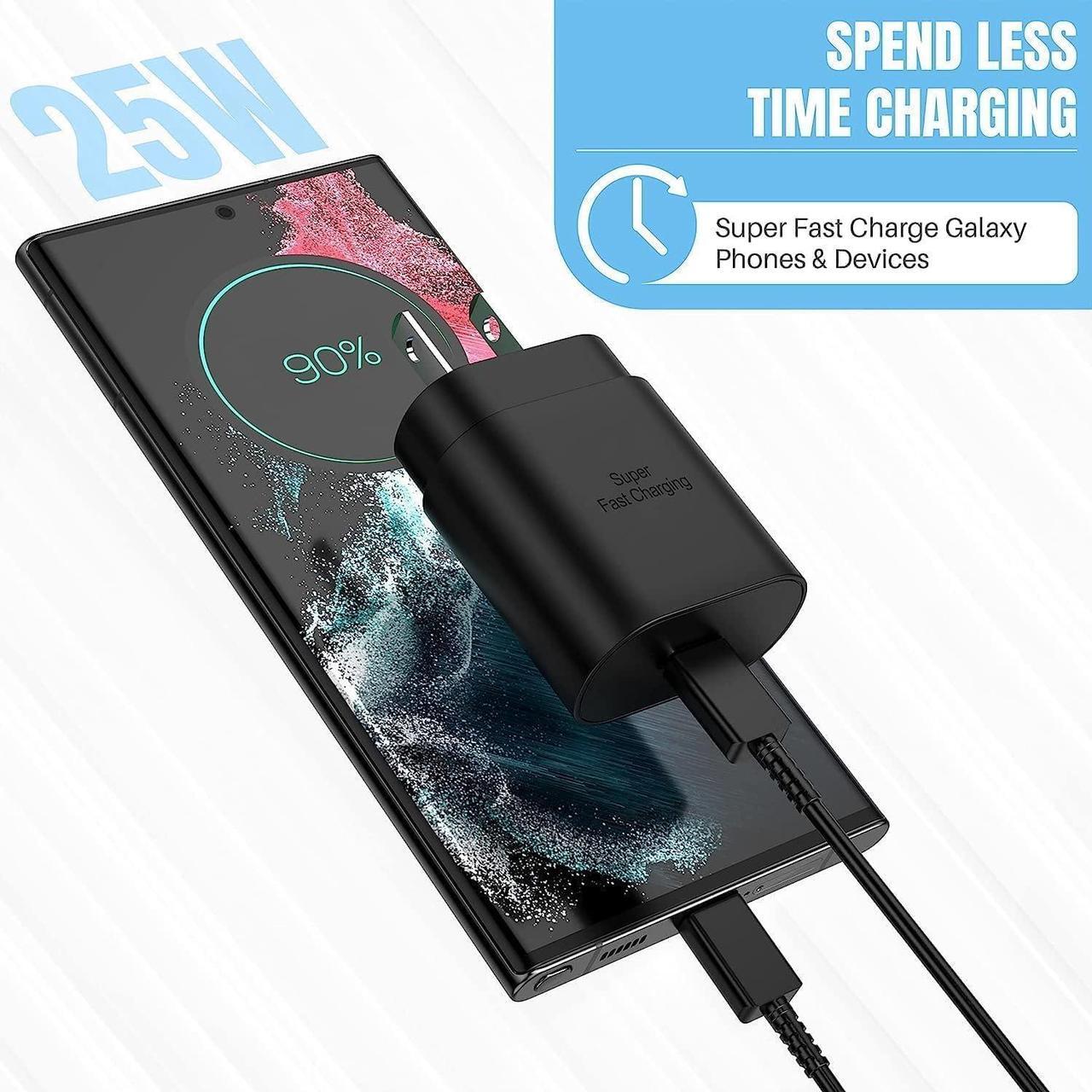 Alt view image 5 of 7 - Galaxy S25 S24 USB C Charging Block 25W PD Super Fast Charger Type C Wall Plug Adapter Quick Charge for  Galaxy S25/S24/S23/S22/S21/S20/Z Fold 3/4/5/Note20/iPhone 16/15 (Black 1Pack)