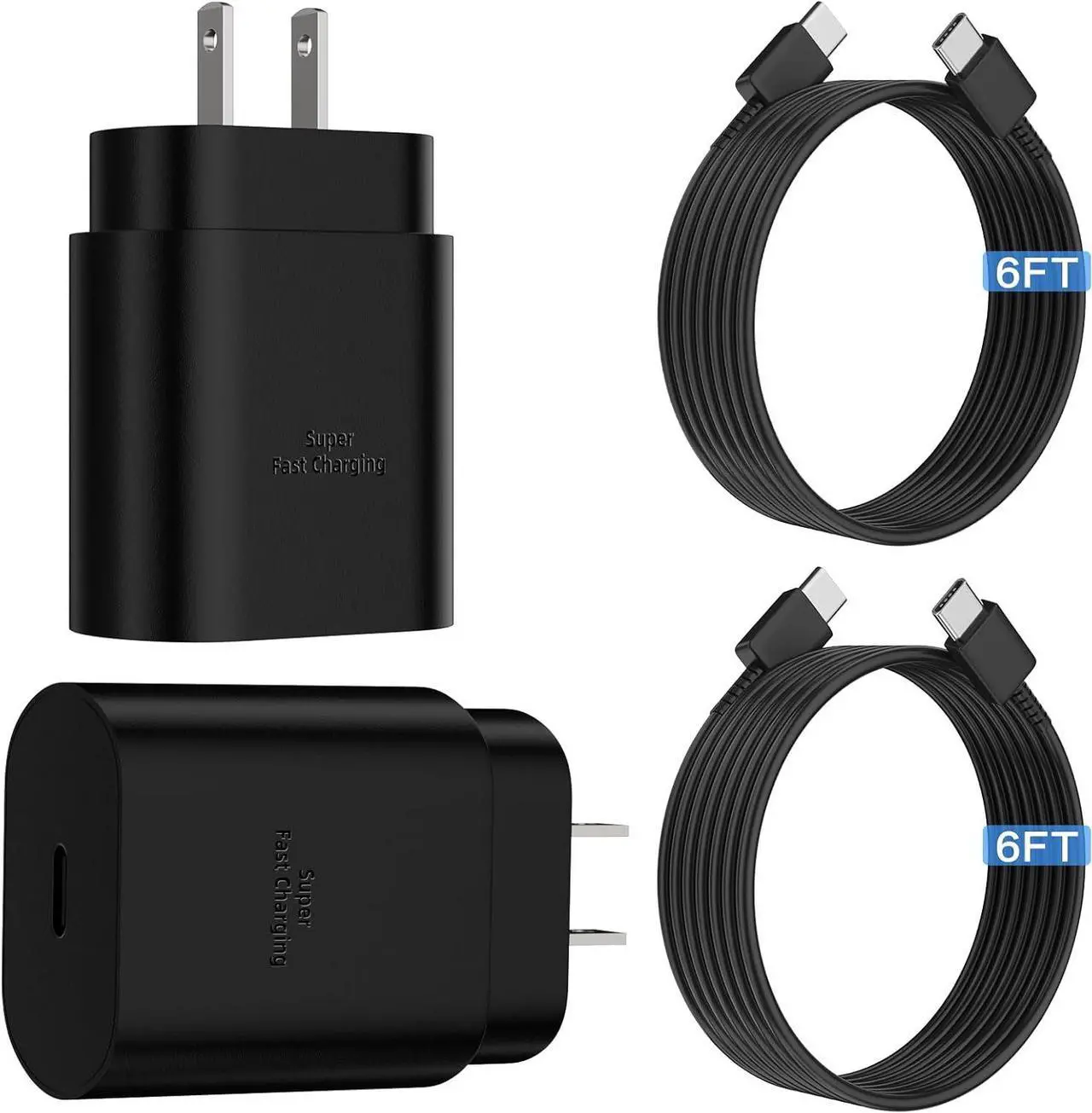 Main image of Super Fast Charger USB C2-Pack 25W Type C Charger Fast Charging with 6Ft Cable Compatible with Galaxy S23 Ultra/S23+/S22/S21/S20/Phone 15/15 Plus/15 Pro Max
