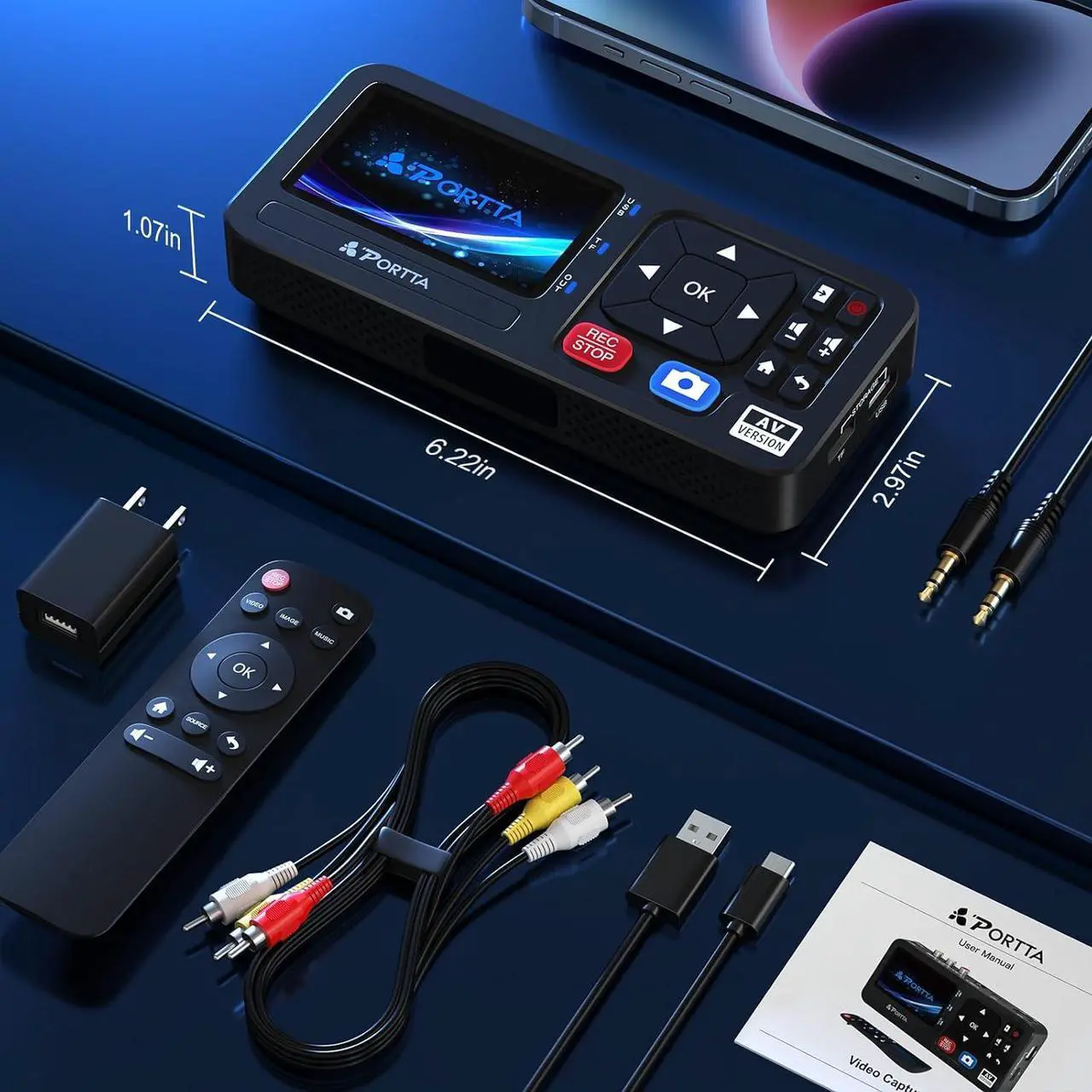 Alt view image 6 of 7 - Portta VHS to Digital Converter, Video to Digital Recorder with Remote, RCA to HDMI Converter Compatible with VHS, VCR, DVR, DVD, Cassette, Hi8, Mini DV Players, Camcorder, Gaming Consoles