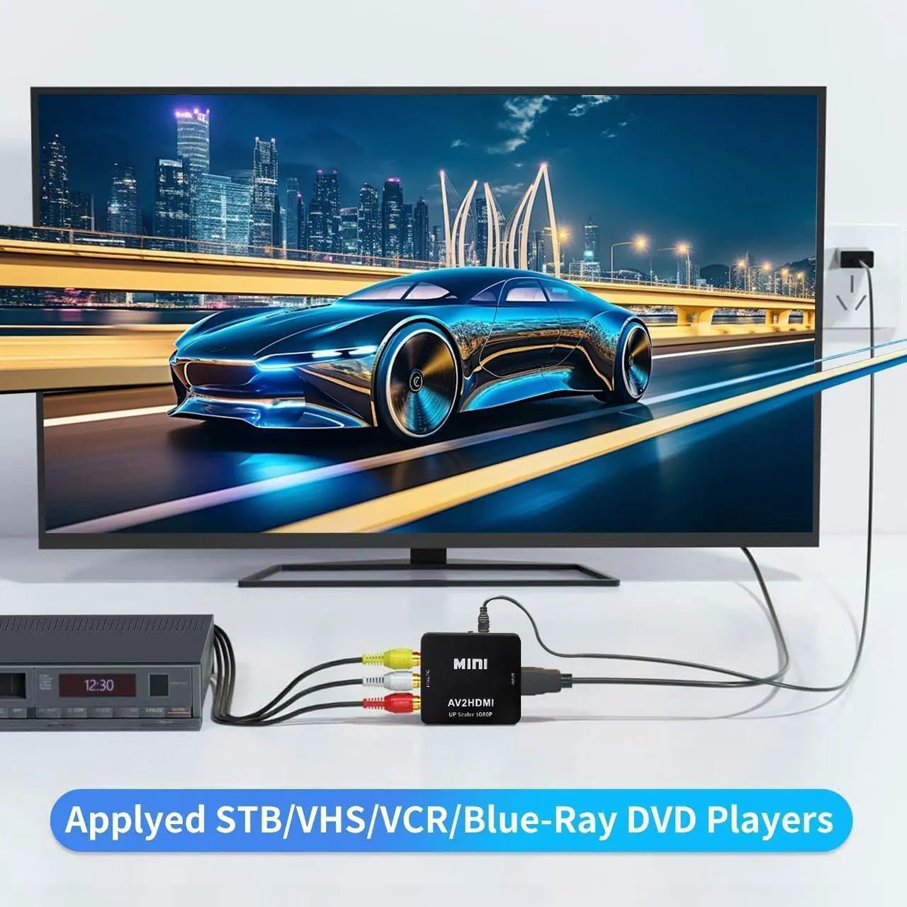 Alt view image 5 of 7 - RCA to HDMI Converter AV to HDMI Converter 1080P Mini RCA AV Composite Video Audio to HDMI Converter Adapter Box for TV/Wii/PC/PS2/STB/Xbox/VHS/VCR/Camera/DVD Support PAL/NTSC with USB Power Cable