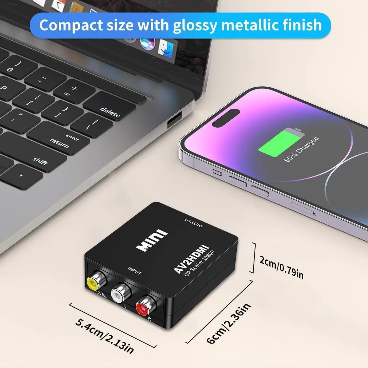 Alt view image 7 of 7 - RCA to HDMI Converter AV to HDMI Converter 1080P Mini RCA AV Composite Video Audio to HDMI Converter Adapter Box for TV/Wii/PC/PS2/STB/Xbox/VHS/VCR/Camera/DVD Support PAL/NTSC with USB Power Cable