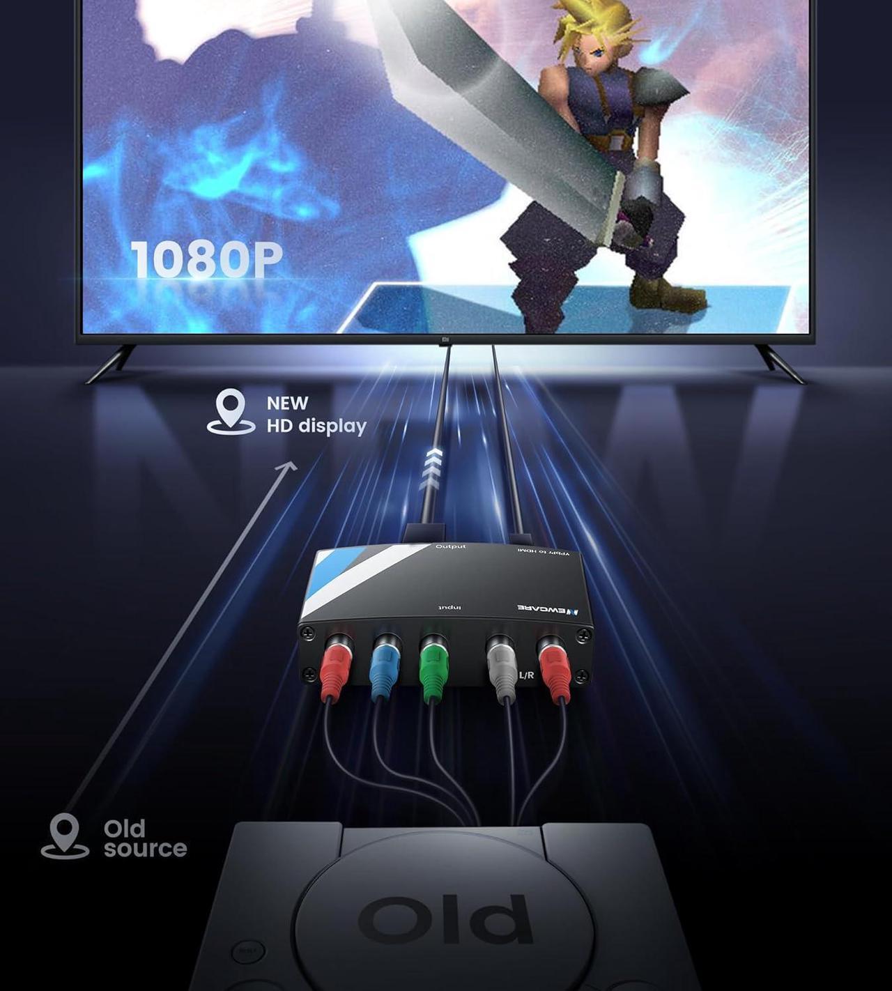 Alt view image 2 of 7 - Component to HDMI Adapter YPbPr to HDMI Coverter + R/L Component 5RCA RGB to HDMI Converter Adapter Supports 1080P Video Audio Converter Adapter for DVD PSP Xbox 360 to HDTV Monitor