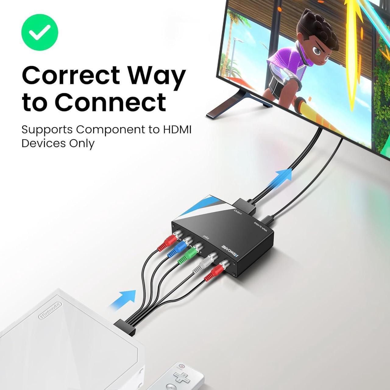 Alt view image 4 of 7 - Component to HDMI Adapter YPbPr to HDMI Coverter + R/L Component 5RCA RGB to HDMI Converter Adapter Supports 1080P Video Audio Converter Adapter for DVD PSP Xbox 360 to HDTV Monitor