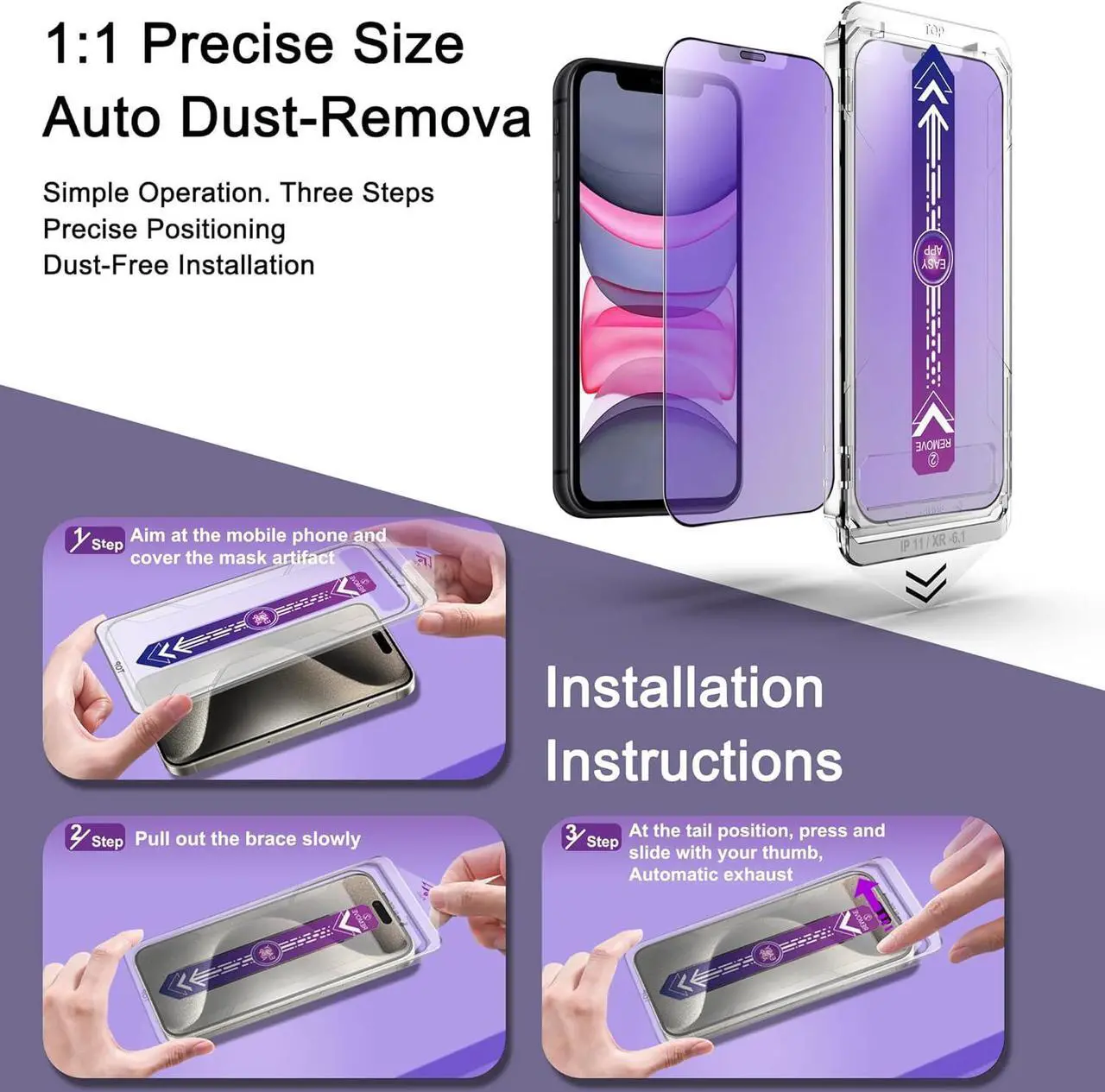 3 Pack IPhone XR & IPhone 11 Screen Protector - Raised Lip Tempered Glass With Anti-Scratch Coating