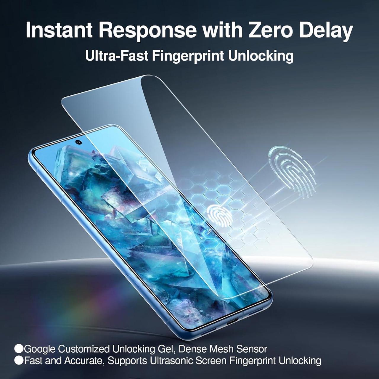 Alt view image 3 of 7 - [3 Pack for Google Pixel 8A Screen Protector with Camera Lens Protector Finger Print Reader Compatible Fast & Easy Installation Clear 9H Tempered Glass Film Alignment Frame