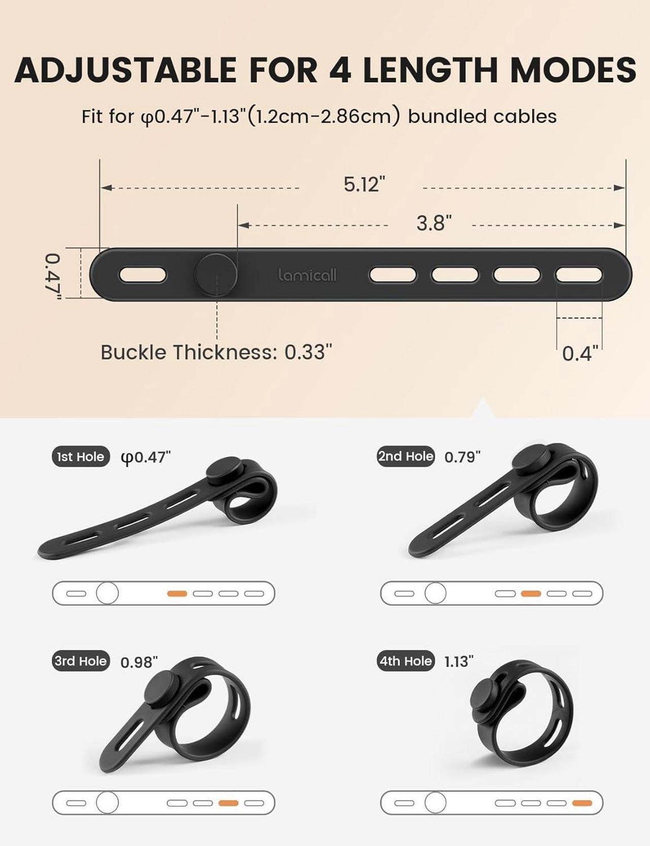Alt view image 5 of 7 - 10Pack Silicone Cable Ties Cord Organizer Wrap - Reusable Washable Wire Management with Lock Buckle Elastic Charger Cable Strap Ties Electrical Cord Keeper for Travel Home Accessories