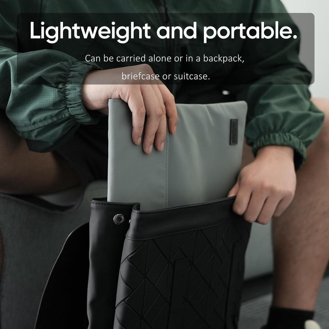 Alt view image 7 of 7 - 16.1 Portable Monitor Sleeve Bag PU Leather Case for Travel Monitor Laptop Grey