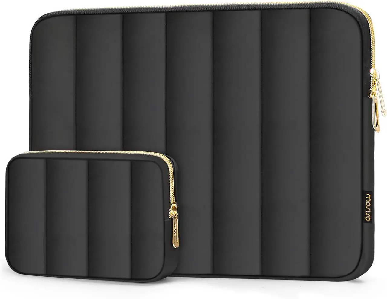 Main image of 13-14 inch Laptop Case 13.3 inch Puffy Laptop Sleeve Compatible with MacBook Air 13 13.6 M3 M2 M1/Pro 13/Pro 14 HP    Vertical Rectangle Carrying Bag with Small Case Black