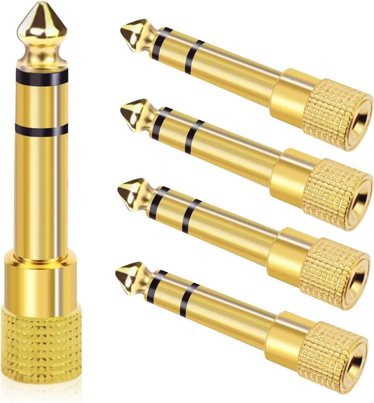 Main image of 5-Pack 3.5mm to 1/4 Adapter Gold Plated Headphone Jack Adapter 1/4 to 3.5mm Adapter Stereo Audio Headphone Adapter for Aux Cable Headphones Piano Drums Guitar Amplifier