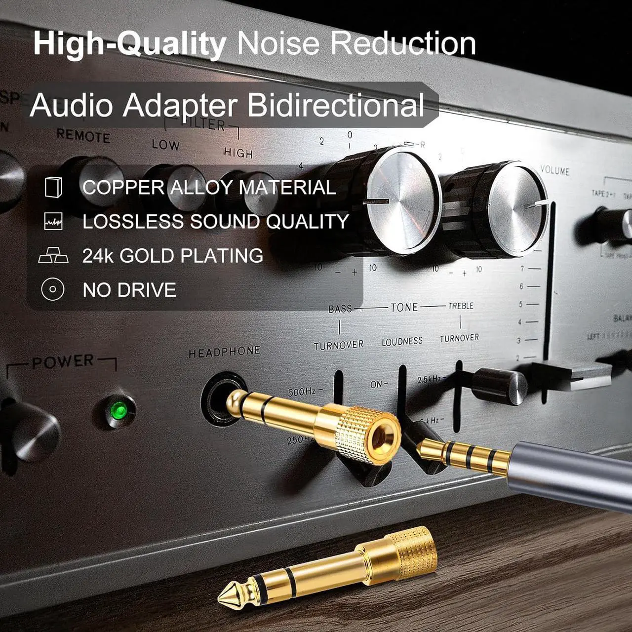 Alt view image 3 of 7 - 5-Pack 3.5mm to 1/4 Adapter Gold Plated Headphone Jack Adapter 1/4 to 3.5mm Adapter Stereo Audio Headphone Adapter for Aux Cable Headphones Piano Drums Guitar Amplifier