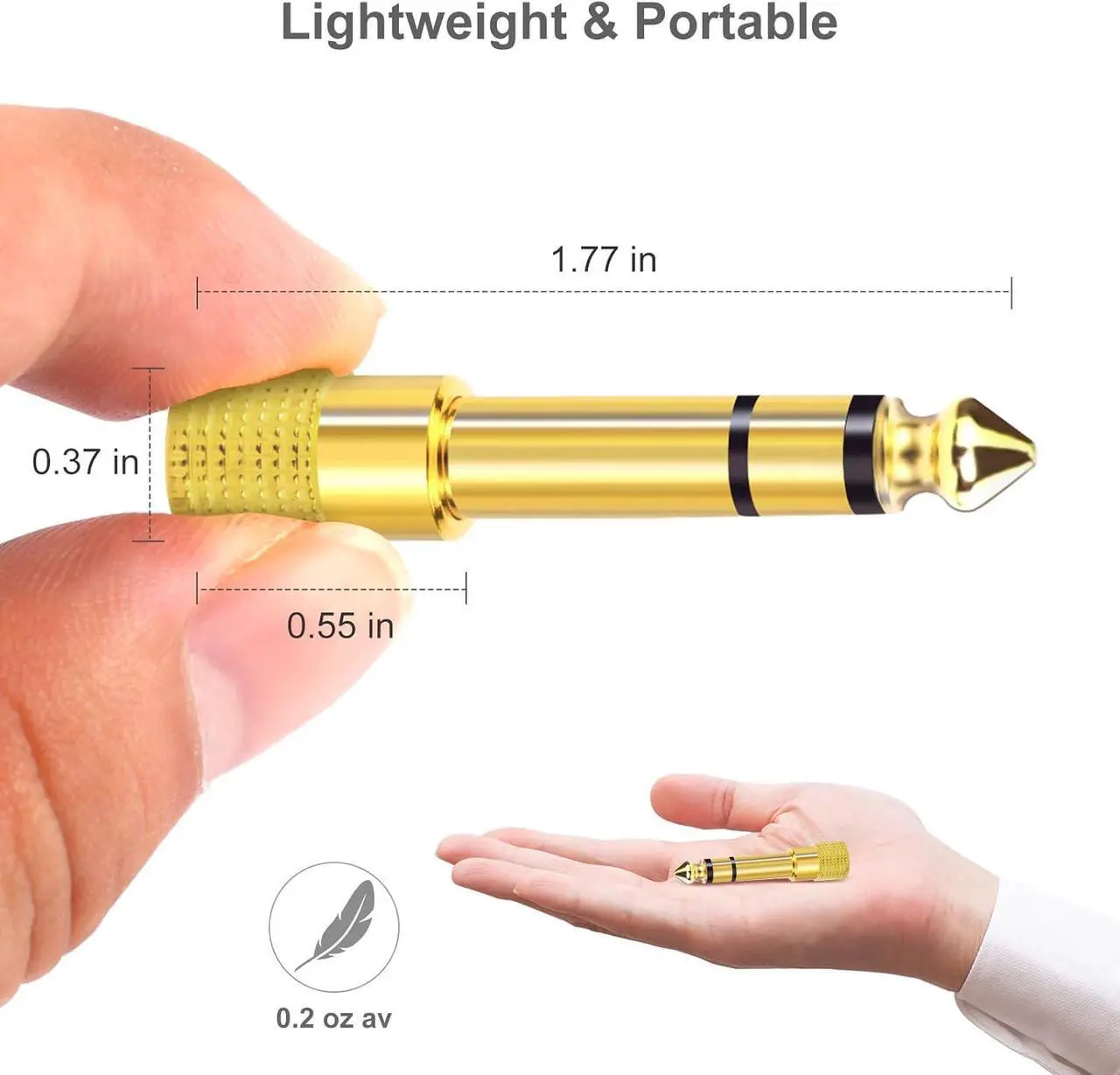 Alt view image 6 of 7 - 5-Pack 3.5mm to 1/4 Adapter Gold Plated Headphone Jack Adapter 1/4 to 3.5mm Adapter Stereo Audio Headphone Adapter for Aux Cable Headphones Piano Drums Guitar Amplifier
