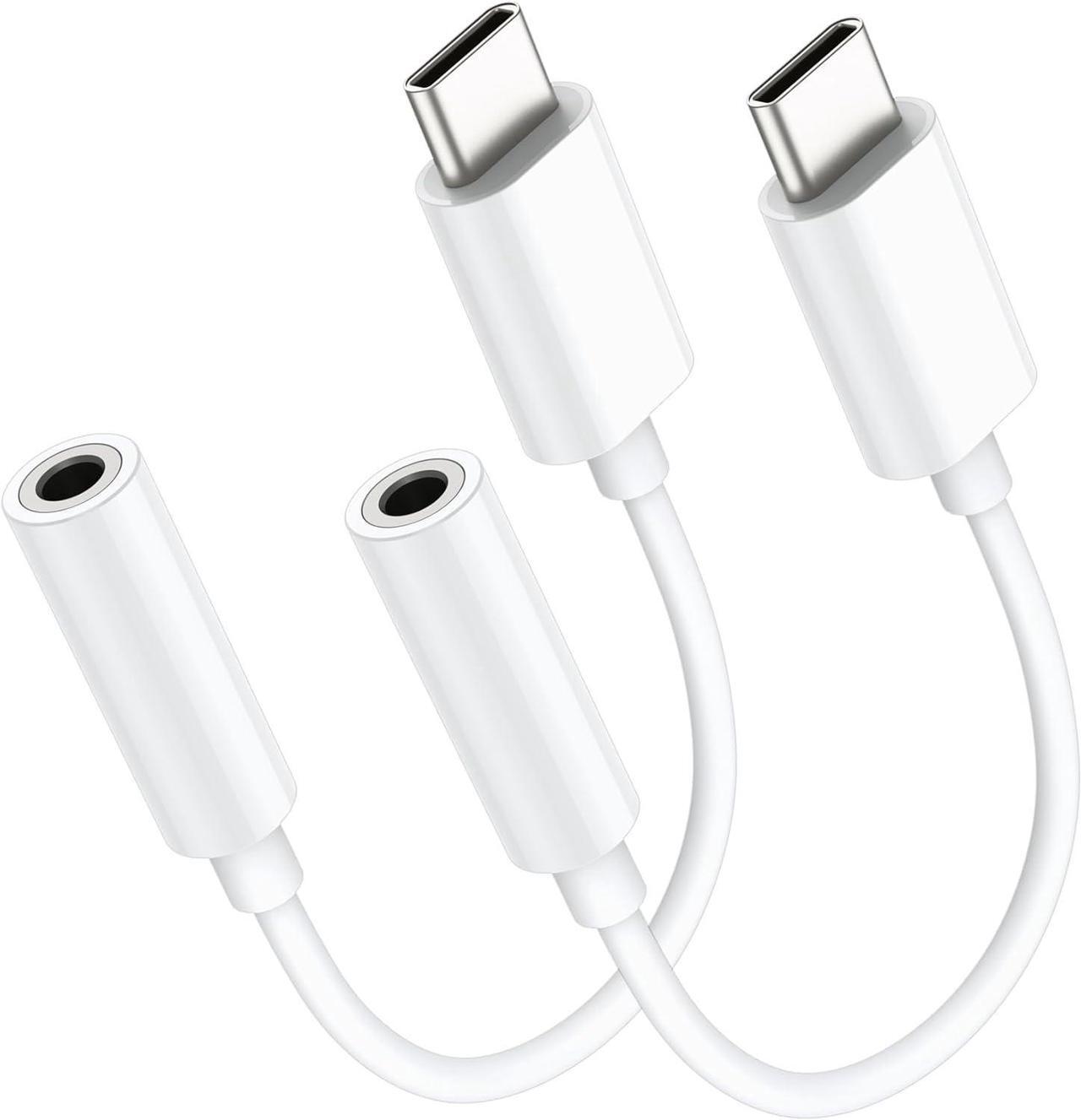 Main image of USB C to 3.5mm Audio Headphone Adapter Type C to Headphone Jack Adapter Aux Audio Dongle Cable Cord Compatible with iPhone 16 Pro Max/16E/15  Galaxy S25 Ultra/S24/S23 Pixel iPad Pro 2 Pack