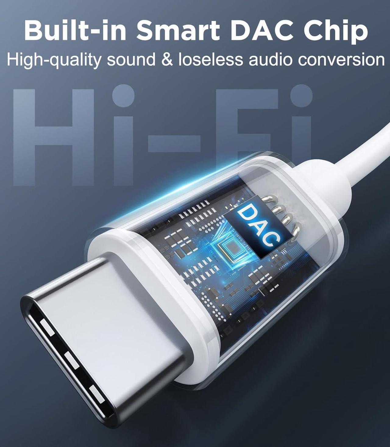Alt view image 3 of 7 - USB C to 3.5mm Audio Headphone Adapter Type C to Headphone Jack Adapter Aux Audio Dongle Cable Cord Compatible with iPhone 16 Pro Max/16E/15  Galaxy S25 Ultra/S24/S23 Pixel iPad Pro 2 Pack