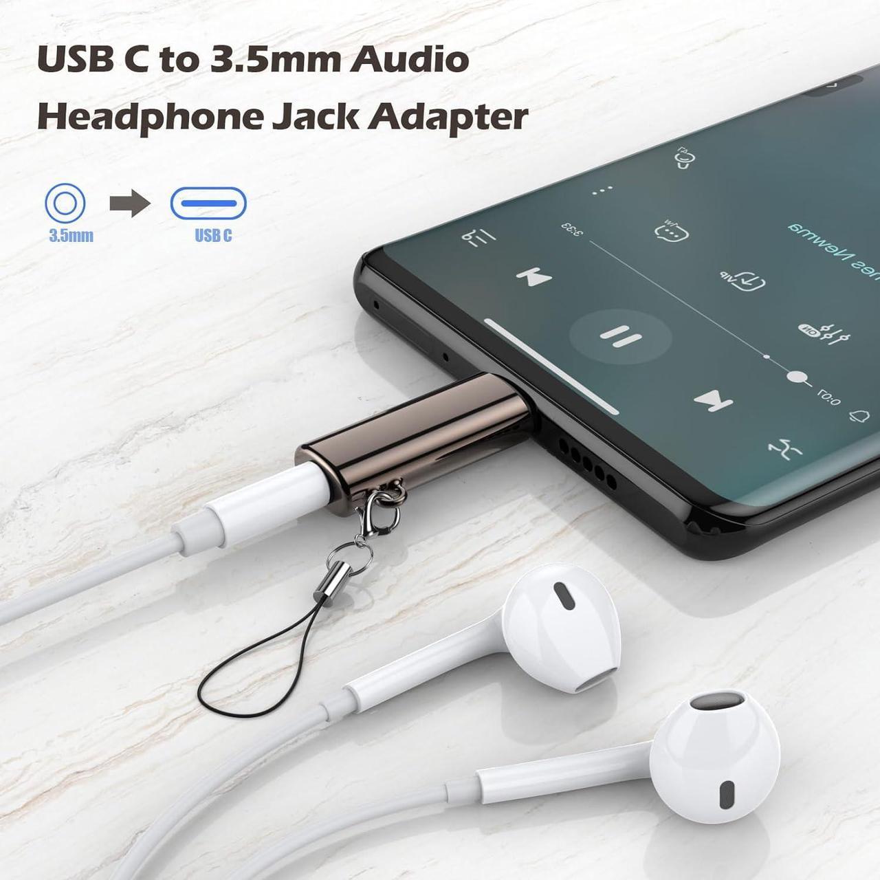 Alt view image 5 of 6 - USB C to Audio Jack Adapter 2Pcs Type C to 3.5mm Audio Adapter Compatible with iPhone 15 Plus/15 Pro Max  Galaxy S23 S22 S21 S20 Ultra Pixel iPad Pro MacBook Square Reader