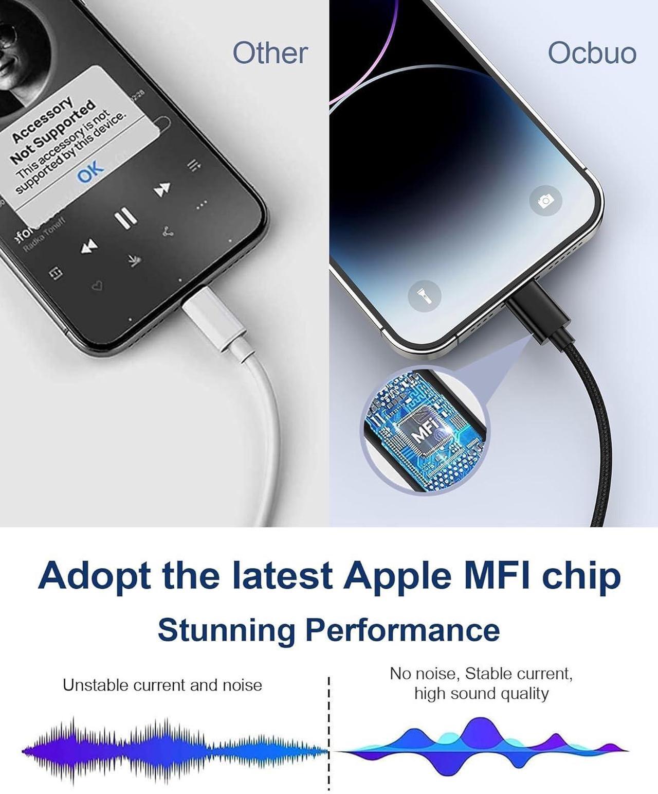 Alt view image 4 of 7 - 2 Pack [ MFi Certified] Lightning to 3.5mm Aux Adapter for iPhone Headphones iPhone Aux Adapter Dongle for iPhone/iPad/iPod - Headphone Jack Adapter  Dongles