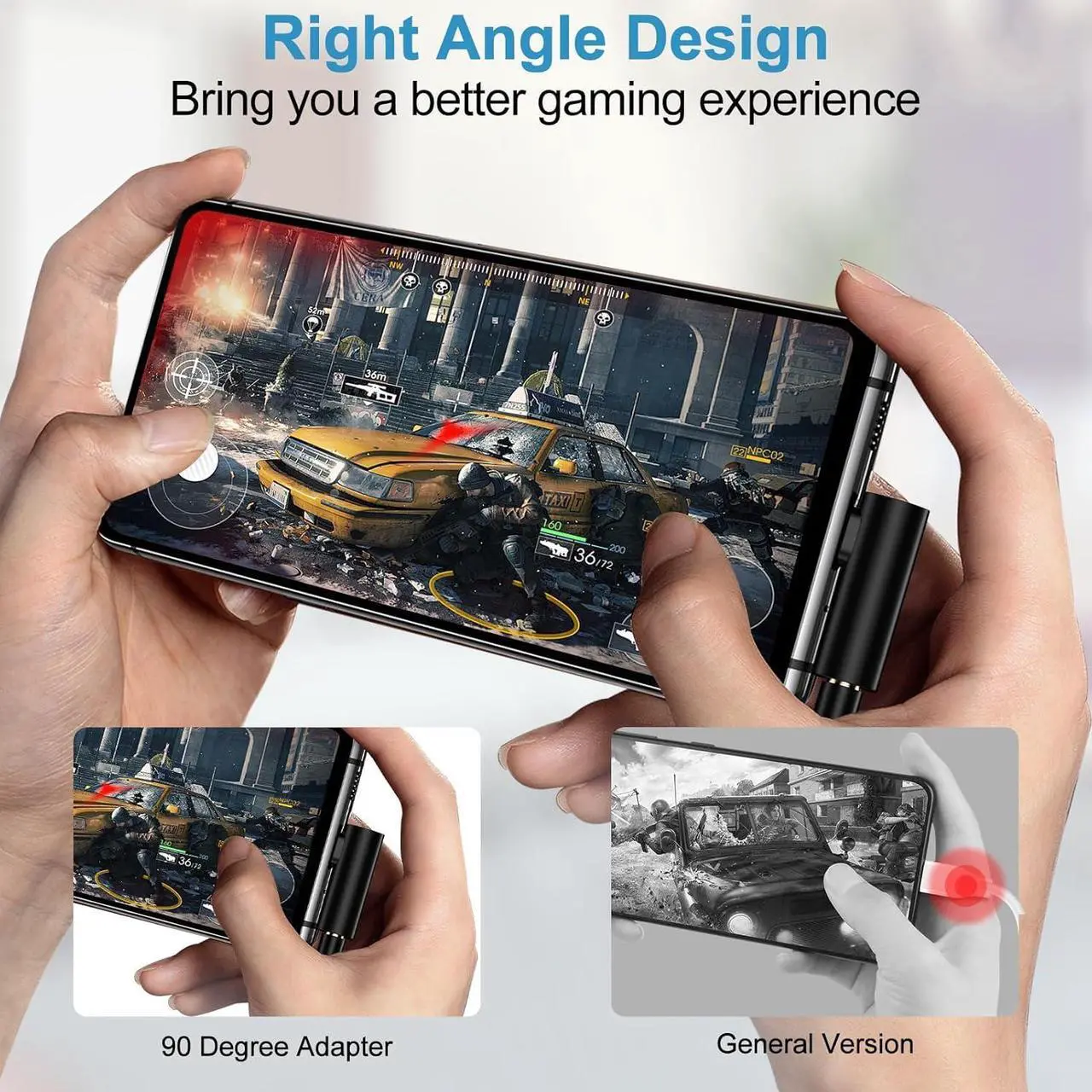 Alt view image 4 of 7 - USB C to 3.5mm Headphone Jack Adapter for  Galaxy A16 A35 S25 Ultra S25 Plus S25 A55 S24 FE S23 Z Fold Flip 6 Android Phone Right Angle Type C to Audio Adapter Headphone Adapter Aux Adapter