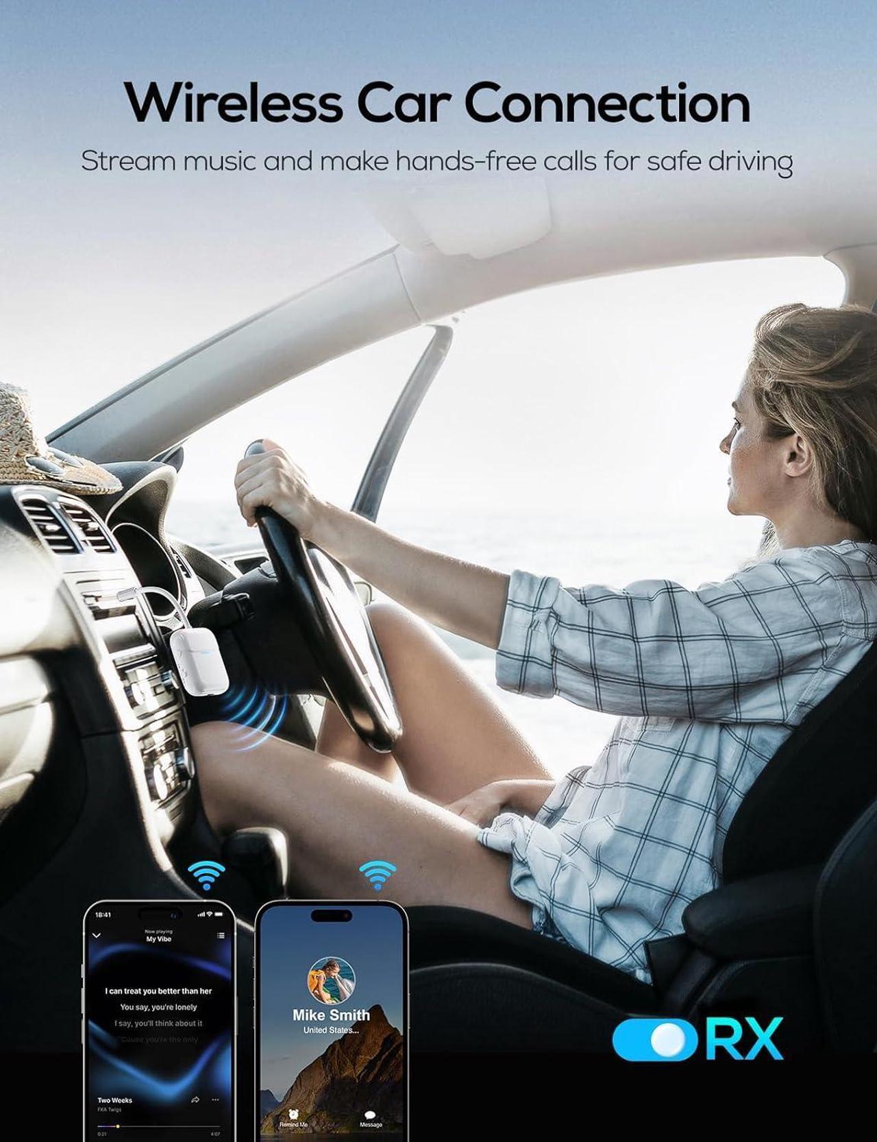 Alt view image 3 of 7 - Bluetooth Transmitter Receiver for 2 AirPods or BT Devices Bluetooth Wireless Transmitter for Headphones 3.5mm Aux Audio Jack Adapter for Airplane