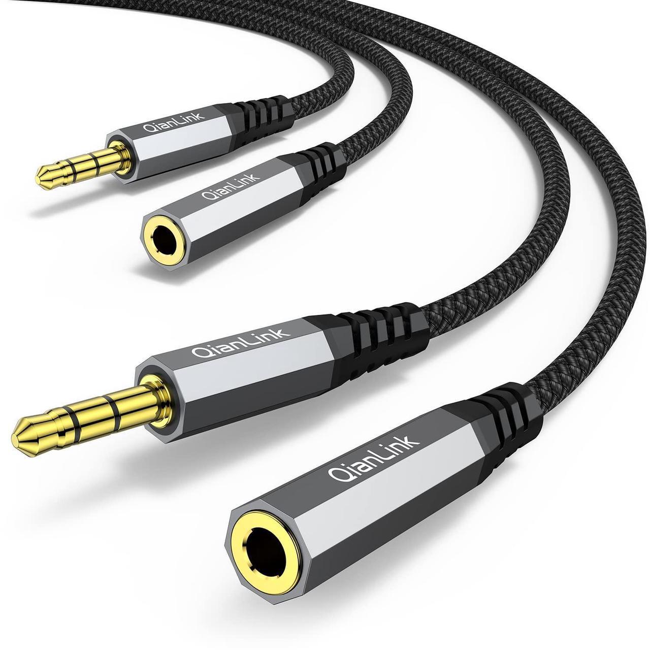 Main image of Headphone Extension Cable (2-Pack 6.6ft) 3.5mm Extension Audio Male to Female Aux Adapter Hi-Fi Sound Stereo Extender TRS Cord for Headset iPhone iPad Smartphones Tablets Media Players
