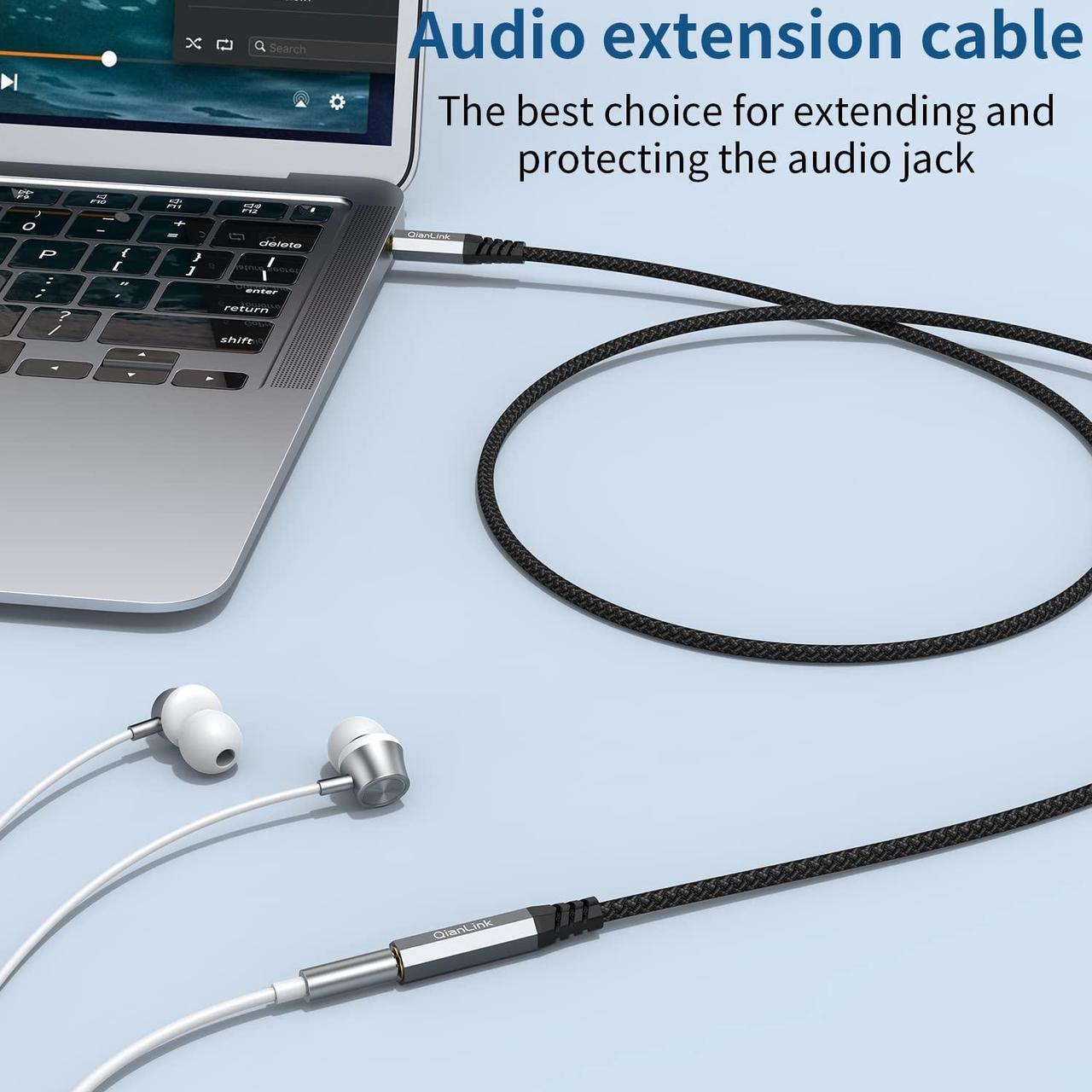 Alt view image 2 of 6 - Headphone Extension Cable (2-Pack 6.6ft) 3.5mm Extension Audio Male to Female Aux Adapter Hi-Fi Sound Stereo Extender TRS Cord for Headset iPhone iPad Smartphones Tablets Media Players
