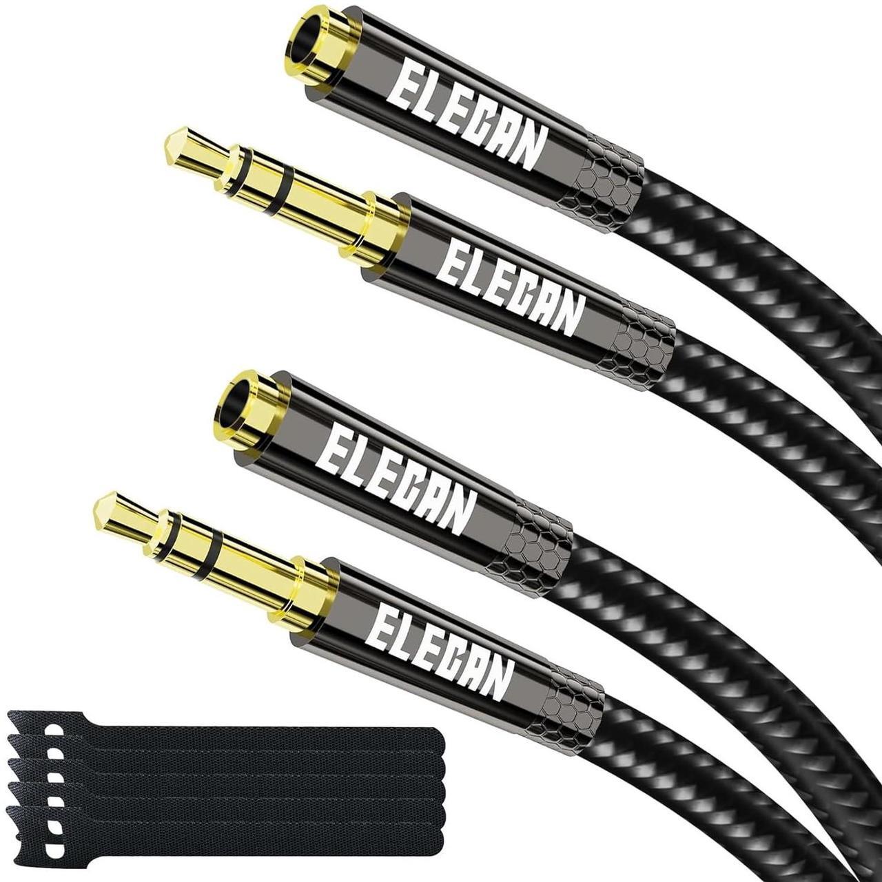 Main image of Headphone Extension Cable 5 Ft/2 Pack 3.5mm AUX Extension Cable (Hi-Fi Sound-Slim&Thin) Male to Female 1/8 Inch TRS Stereo Audio Cord Extender for Headset Media Players Tablets iPhone iPad