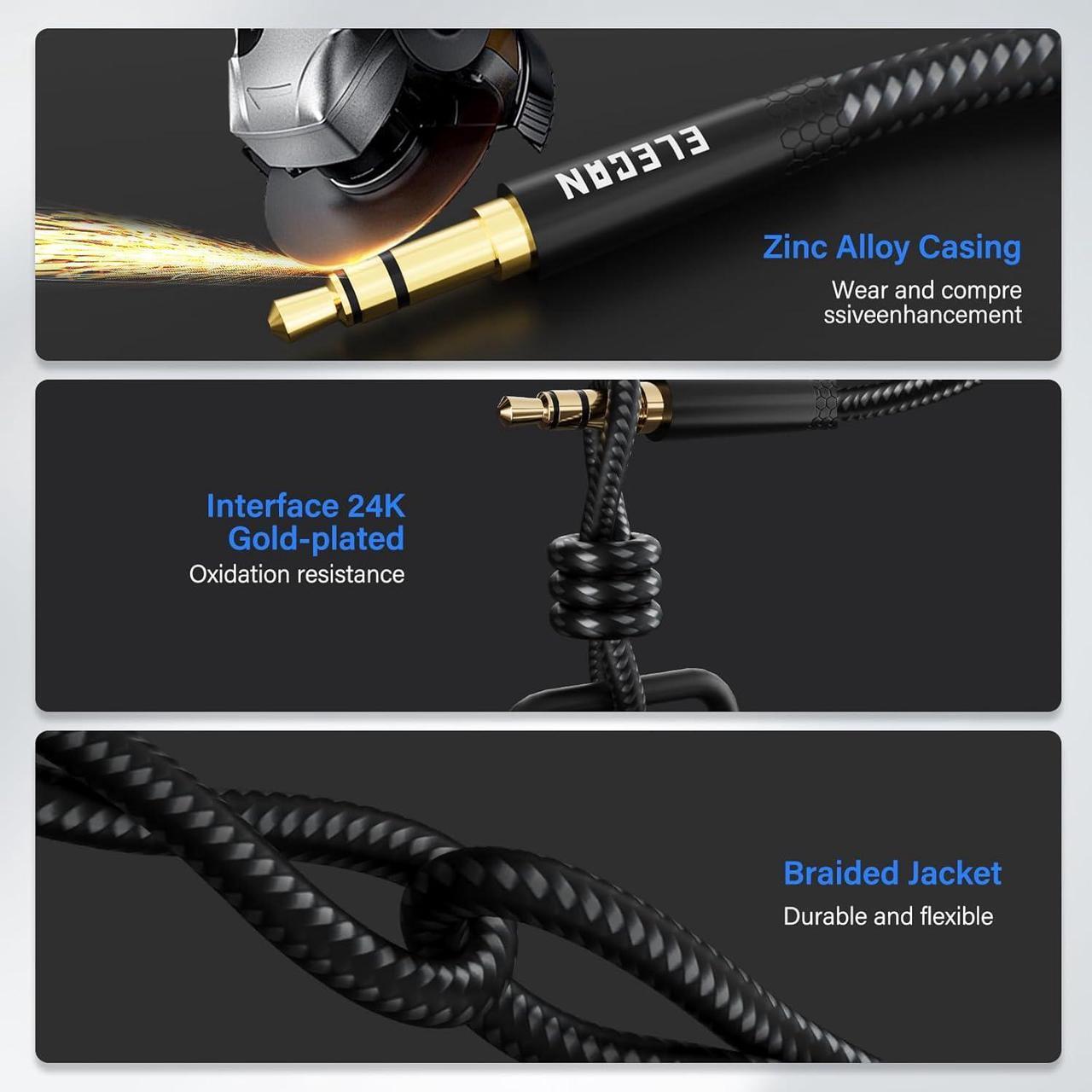 Alt view image 3 of 5 - Headphone Extension Cable 5 Ft/2 Pack 3.5mm AUX Extension Cable (Hi-Fi Sound-Slim&Thin) Male to Female 1/8 Inch TRS Stereo Audio Cord Extender for Headset Media Players Tablets iPhone iPad