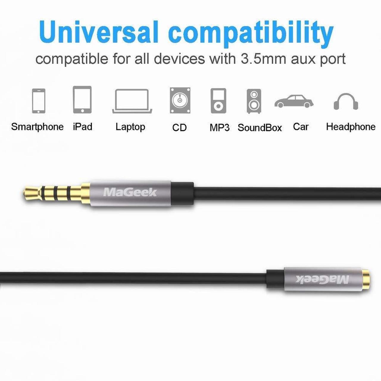 Alt view image 3 of 7 - 3.5mm Audio Aux Extension Cord 10 ft Super Long TRRS 4-Pole Headphone Cable Male to Female Auxiliary Extension Adapter Compatible with Beats iPhone iPad Car Audio and More(Black)
