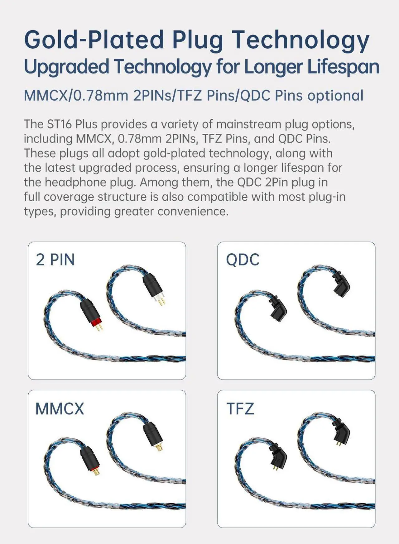 Alt view image 4 of 7 - 2 Meter 2 Pin IEM Cable 3.5mm KBEAR ST16 Plus Upgrade 16-Strand Headphone Extension Cable Silver-Plated Earbuds Wire for KZ ZST/AS10 Truthear Hexa/Zero Simgot EW100P/EW200 Moondrop blessing2