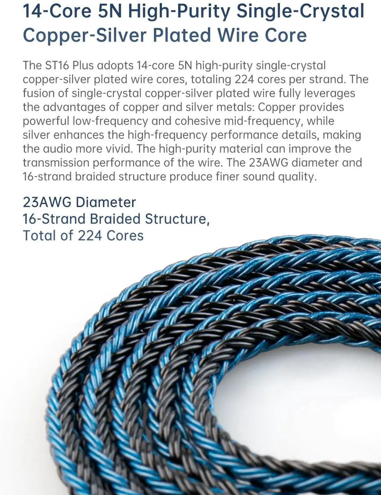 Alt view image 6 of 7 - 2 Meter 2 Pin IEM Cable 3.5mm KBEAR ST16 Plus Upgrade 16-Strand Headphone Extension Cable Silver-Plated Earbuds Wire for KZ ZST/AS10 Truthear Hexa/Zero Simgot EW100P/EW200 Moondrop blessing2