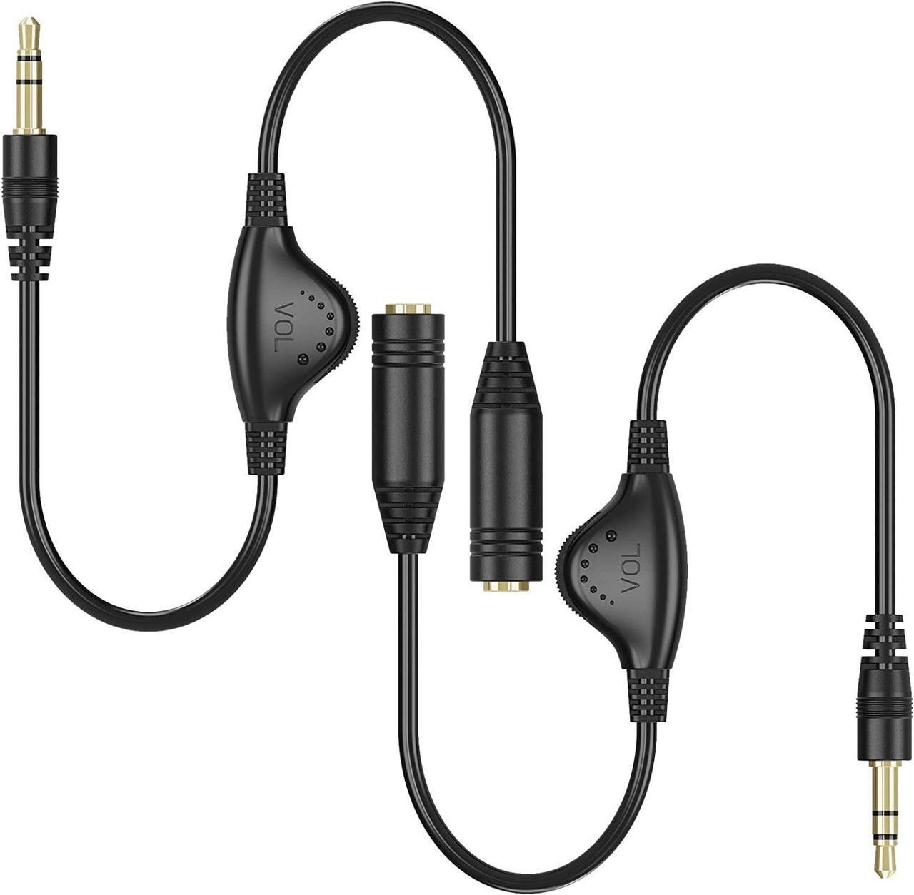 Main image of 3.5mm Headphone Extension Cables 2pcs 3.5mm Male to Female Stereo Audio Extension Cord with Volume Adjustment Control for Smartphone Tablets MP3 Players - 10inch