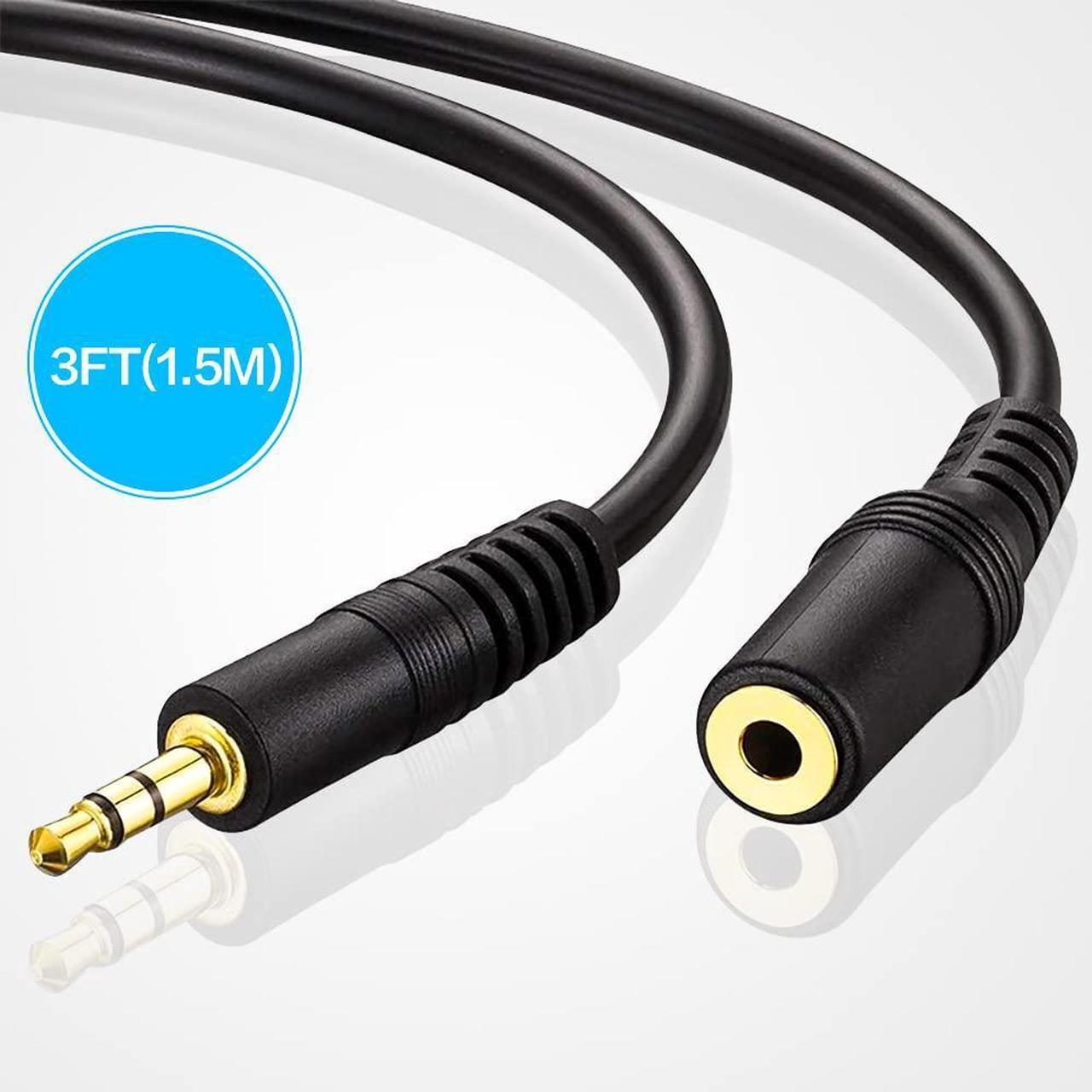 Alt view image 3 of 7 - 1.5M 5 Feet 3.5mm Jack Audio Stereo Earphone M/F Extension Cable Cord Male to Female