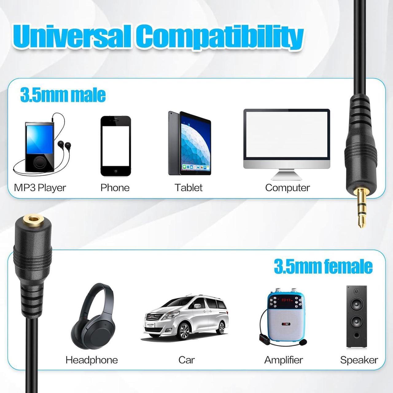 Alt view image 5 of 7 - 1.5M 5 Feet 3.5mm Jack Audio Stereo Earphone M/F Extension Cable Cord Male to Female