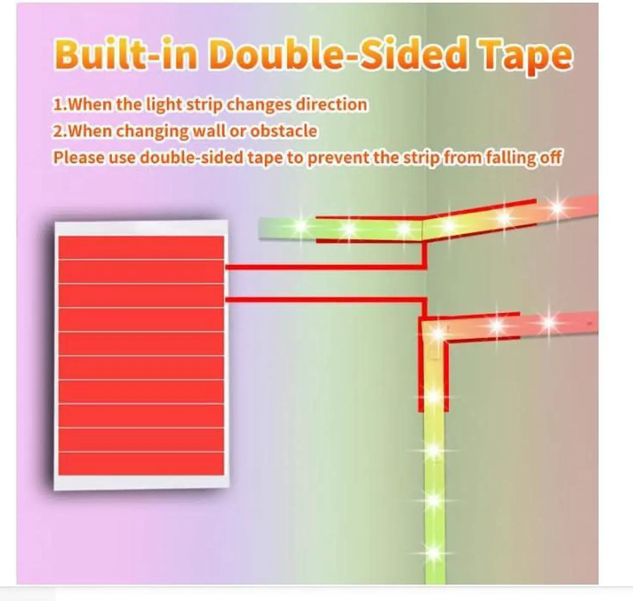 Alt view image 2 of 7 - Led Lights for Bedroom 50ft (1 Roll) Color Changing RGB Led Strip Lights with 60 Keys Remote and App Control Music Sync Led Lights for Room Kitchen Party Home Decor