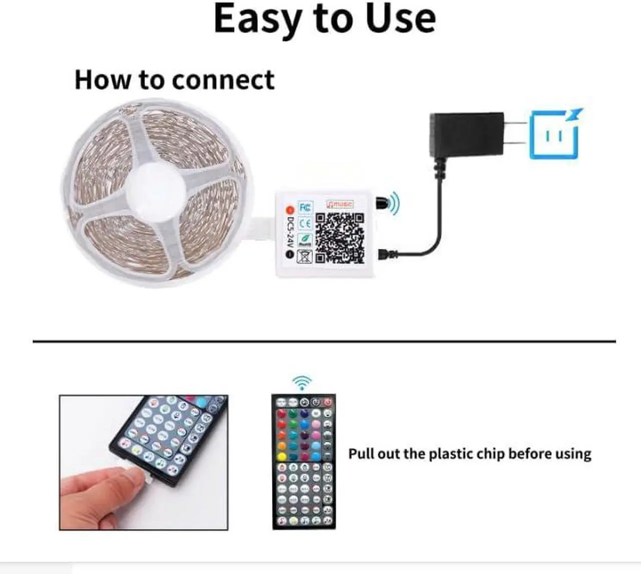 Alt view image 7 of 7 - Led Lights for Bedroom 50ft (1 Roll) Color Changing RGB Led Strip Lights with 60 Keys Remote and App Control Music Sync Led Lights for Room Kitchen Party Home Decor