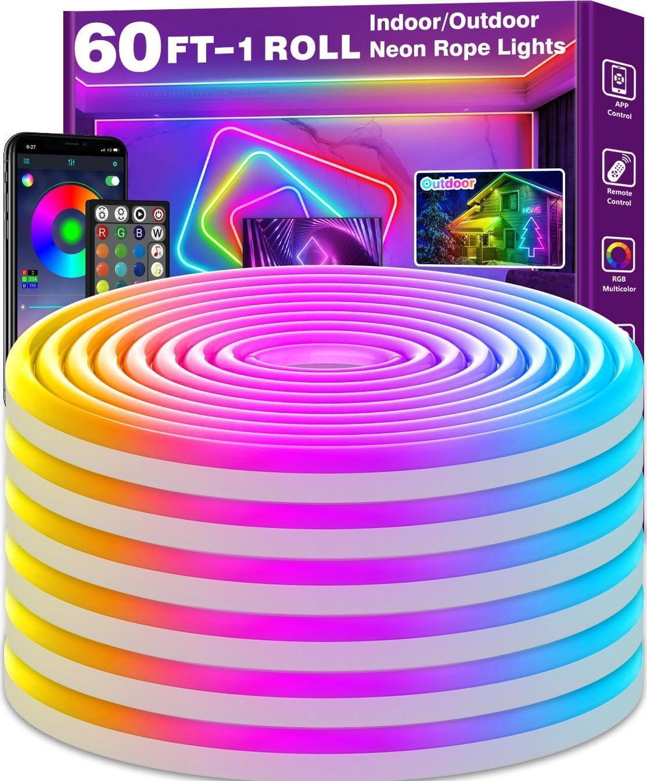 Main image of Led Neon Rope Lights 60FT Control with App/Remote Flexible Led Rope Lights Multiple Modes IP68 Outdoor RGB Neon Lights Waterproof Music Sync Gaming Led Strip Lights for Bedroom Indoor