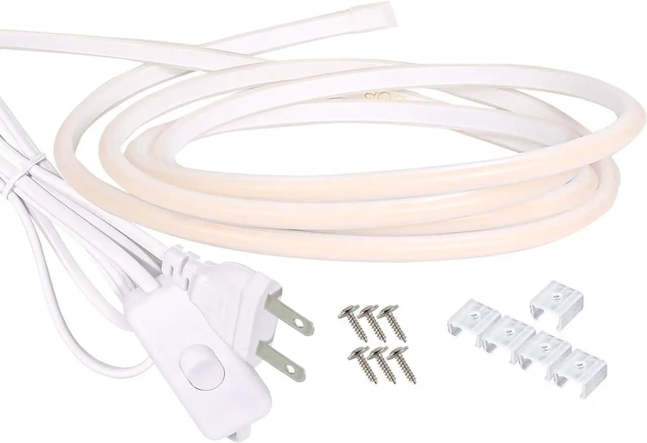 Main image of AC 110V LED Strip Lights IP65 Waterproof LED Strip Lights 16.4feet Cuttable Rope Light Super Bright 320LEDs 4000K White Light with US Plug for Bedroom Ceiling Kitchen Under Cabinet